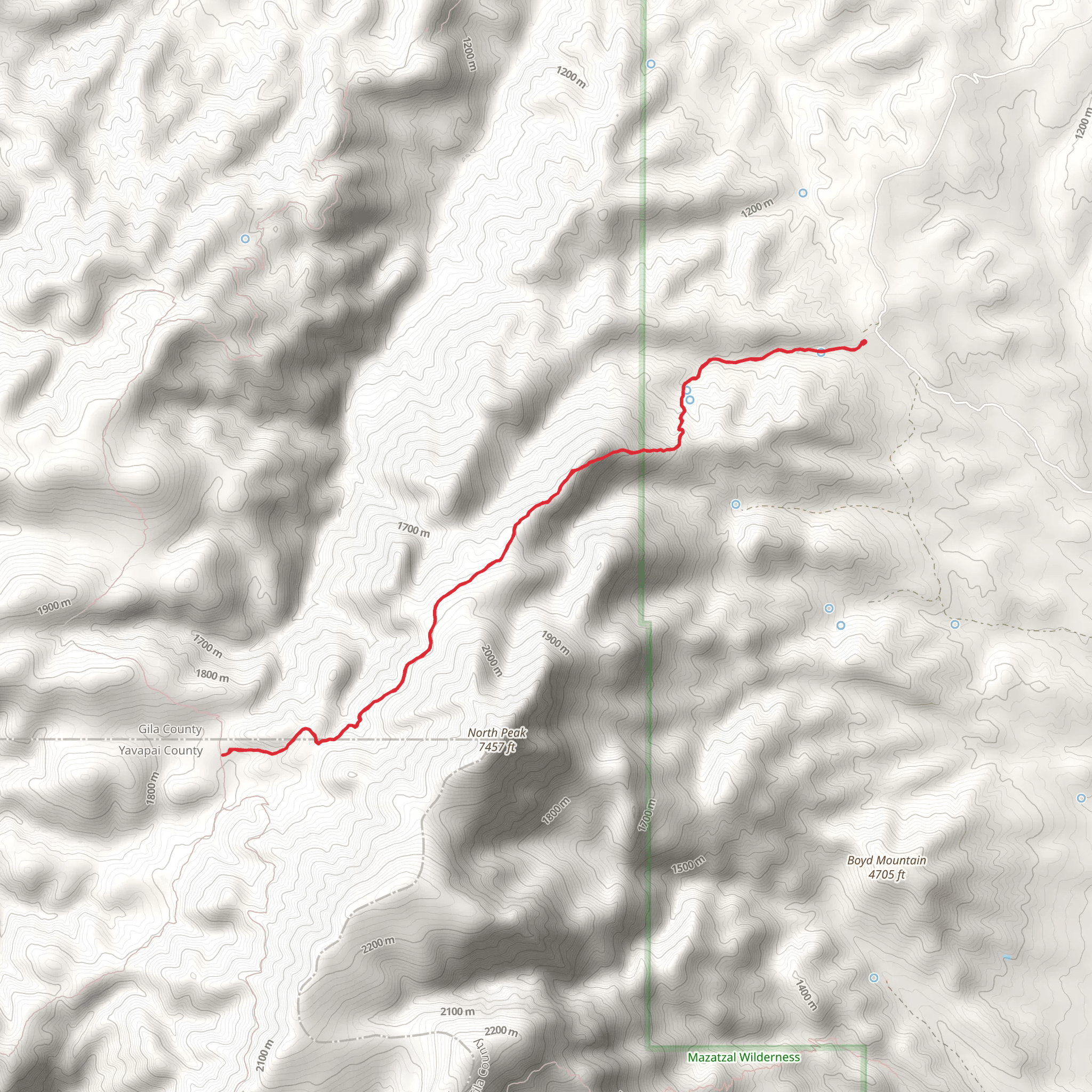 Mineral Creek via North Peak Trail mobile static map