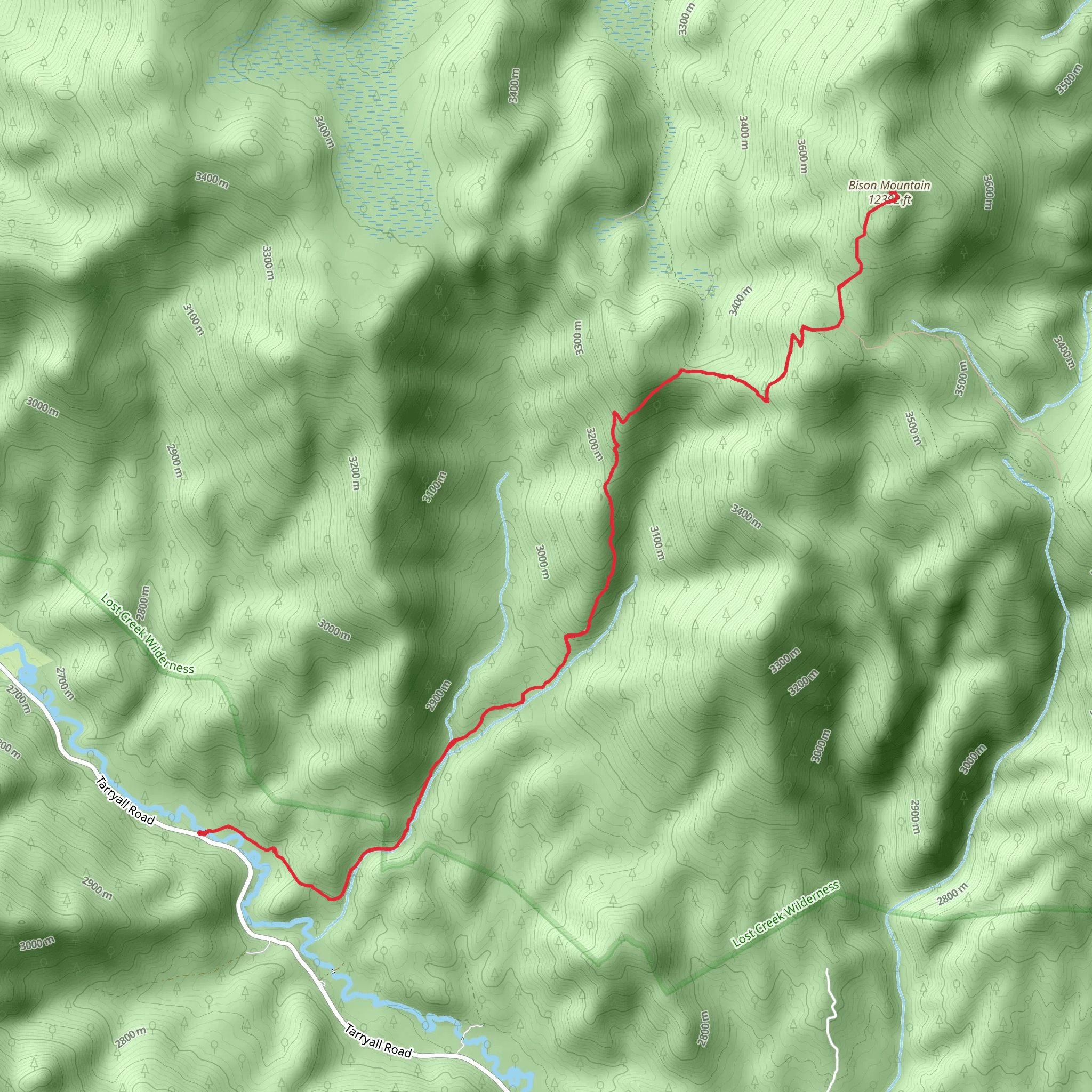 Bison Mountain via Ute Creek Trail mobile static map