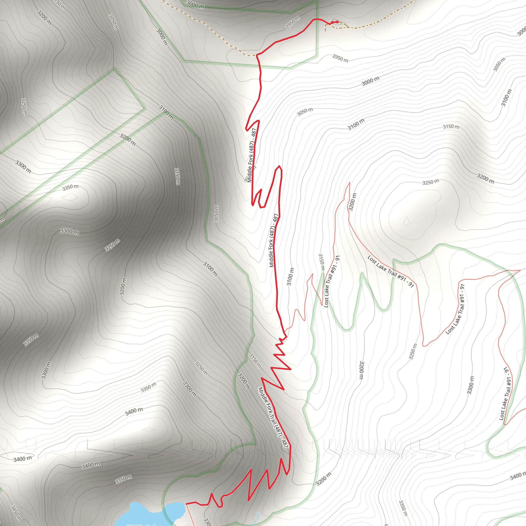 Middle Fork Lake Trail mobile static map