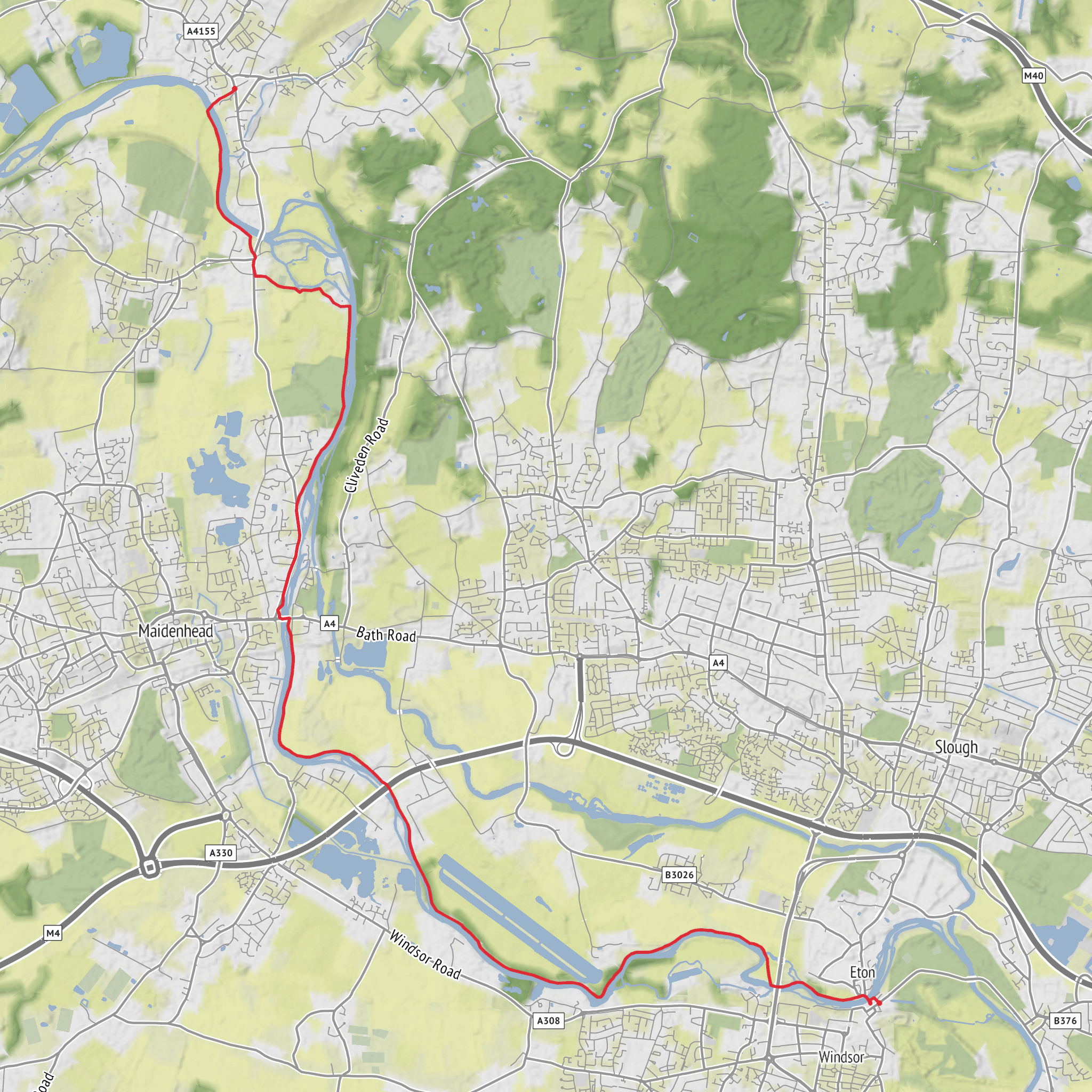 Windsor & Eton Riverside Station to Bourne End via River Thames and Merlins Mead mobile static map
