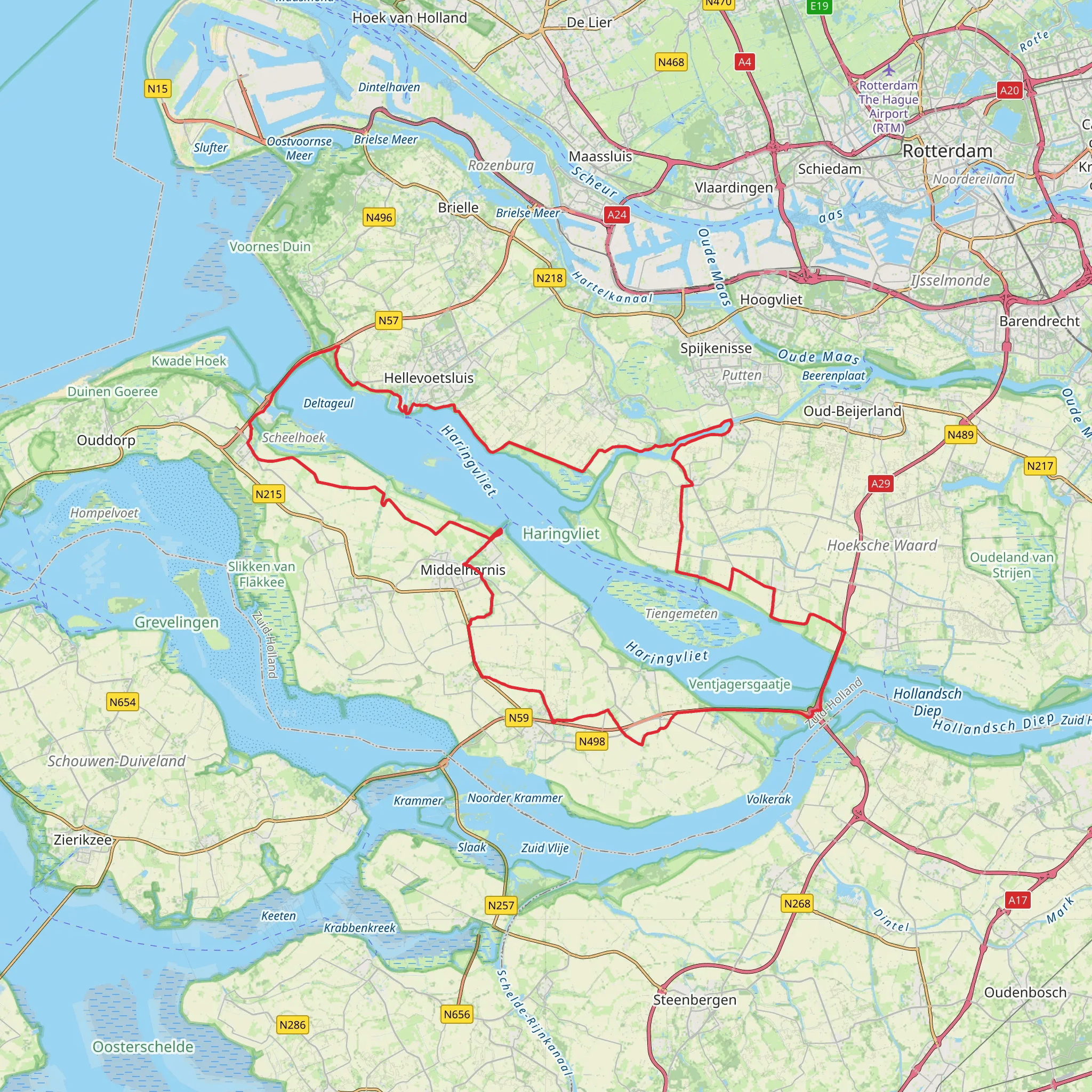 Middelharnis, Haringvliet and Nieuw Schuddebeurs Loop mobile static map