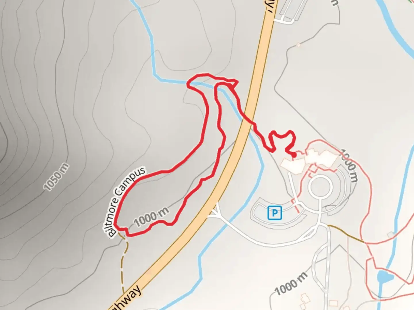 An image depicting the trail Biltmore Campus Loop and its surrounding area.