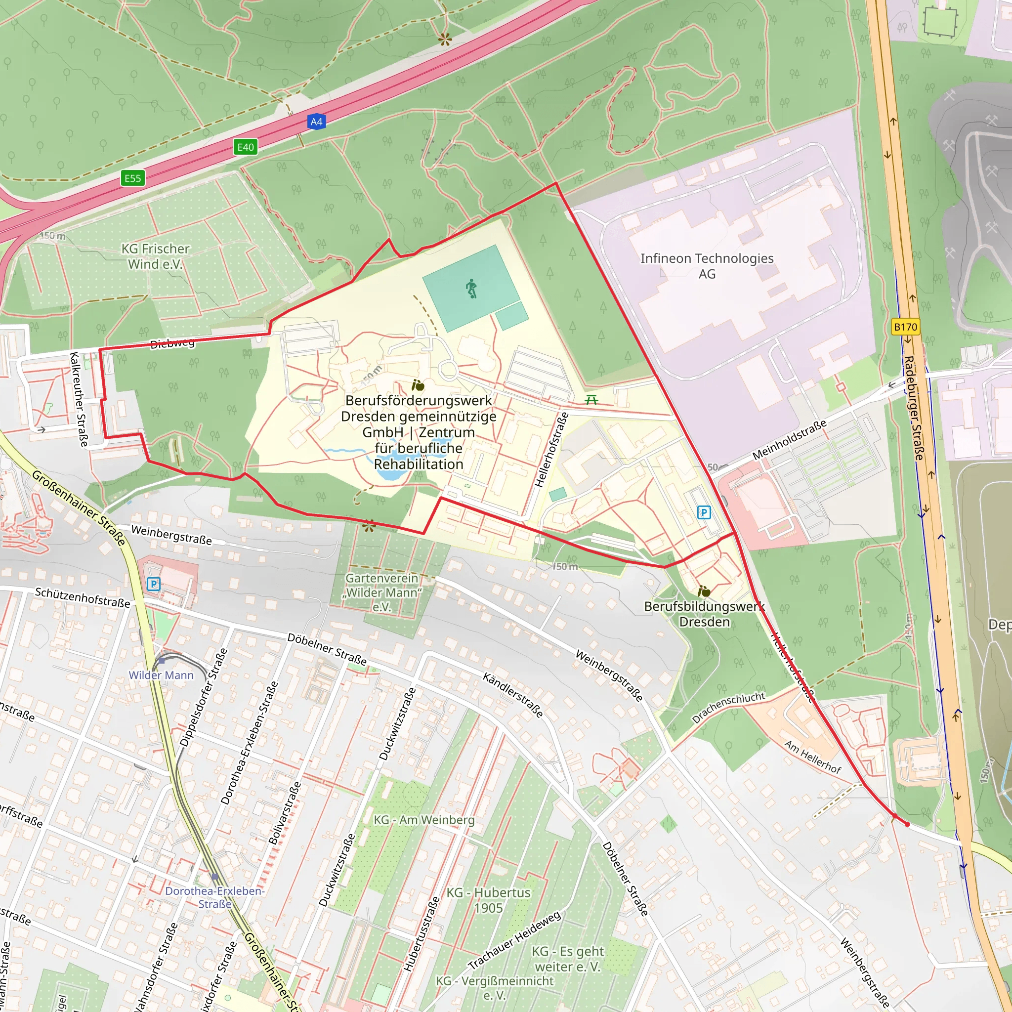 Berufsbildungswerk Dresden Loop via Panoramaweg mobile static map