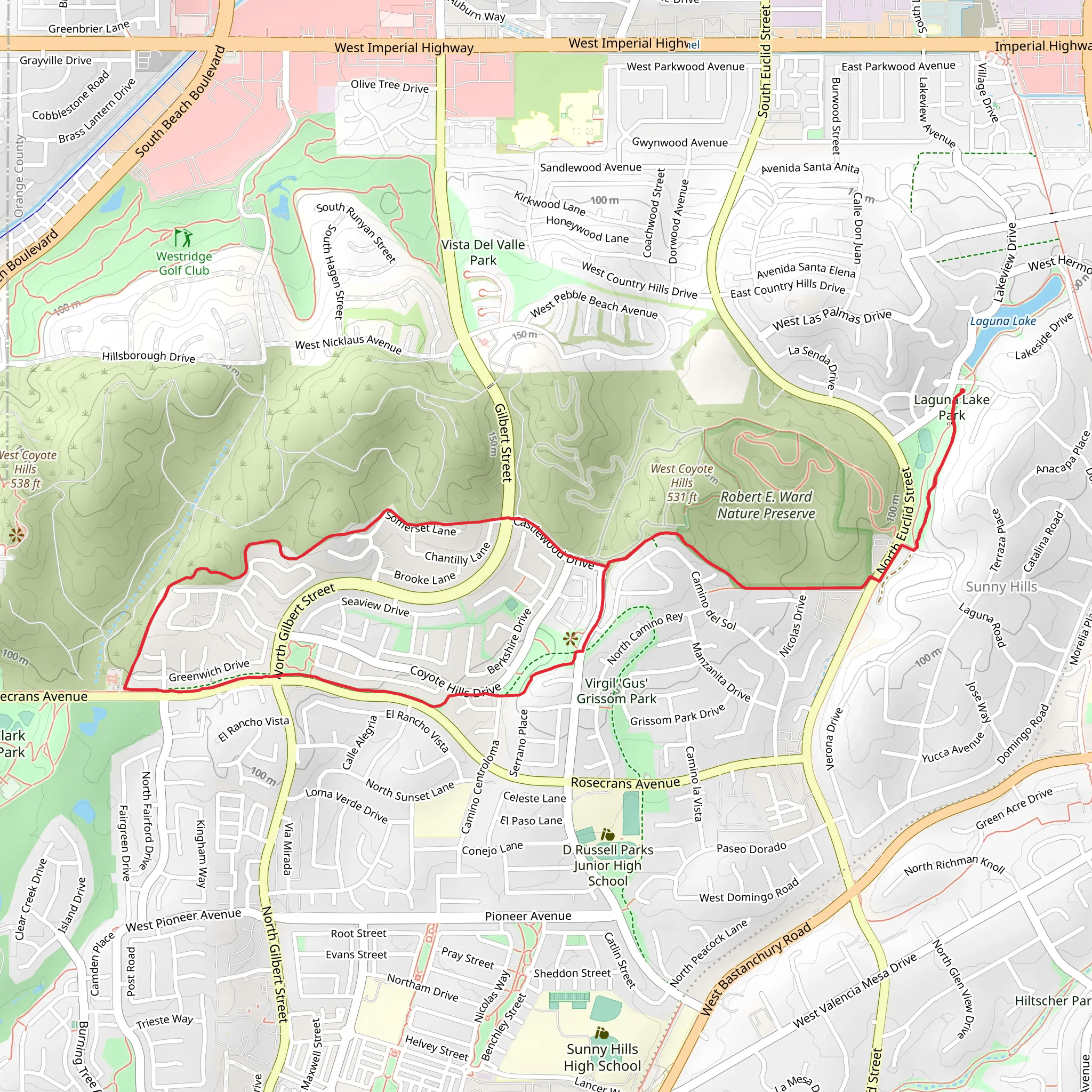 Nora Kuttner, Castlewood and Rosecrans Loop Trail mobile static map