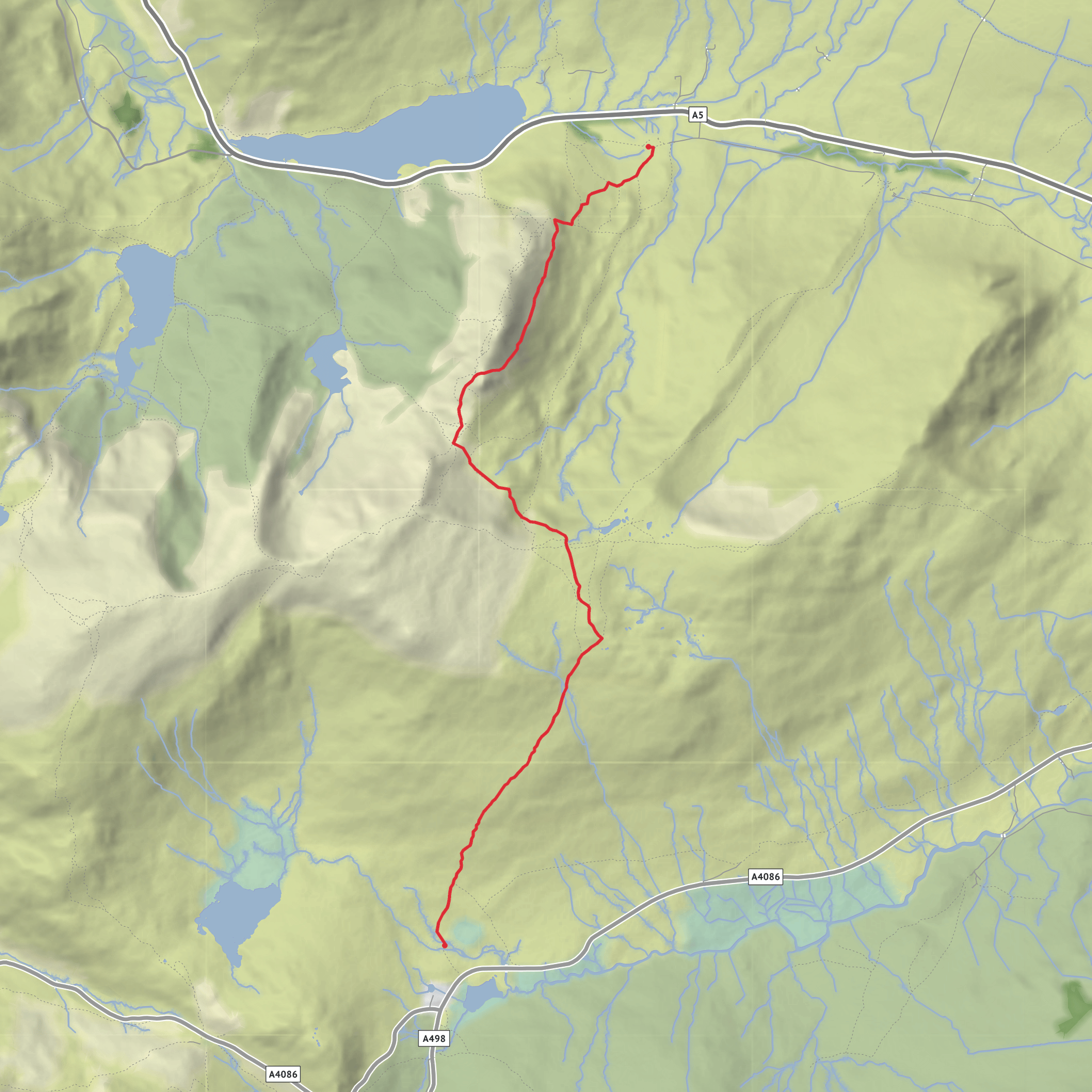 Llwybr Gwregys i Pen y Gwyrdd mobile static map