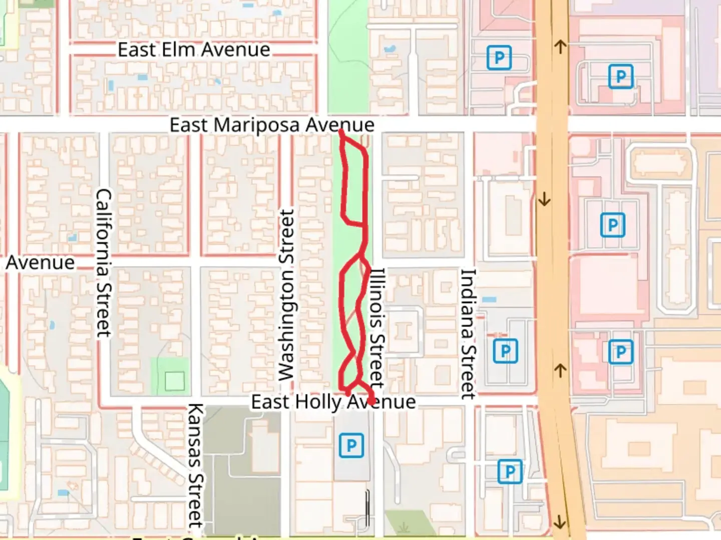 An image depicting the trail Freedom Park Loop and its surrounding area.