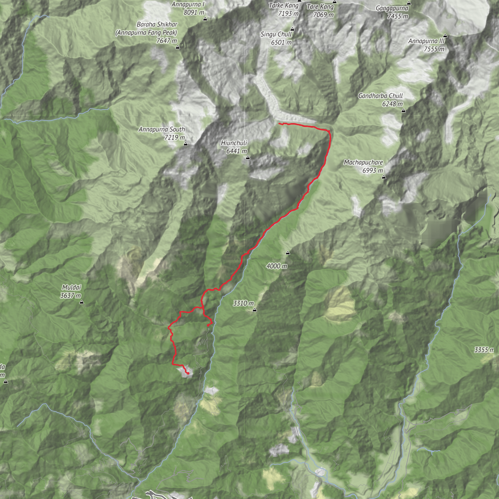 Ghandruk to Annapurna Base Camp mobile static map