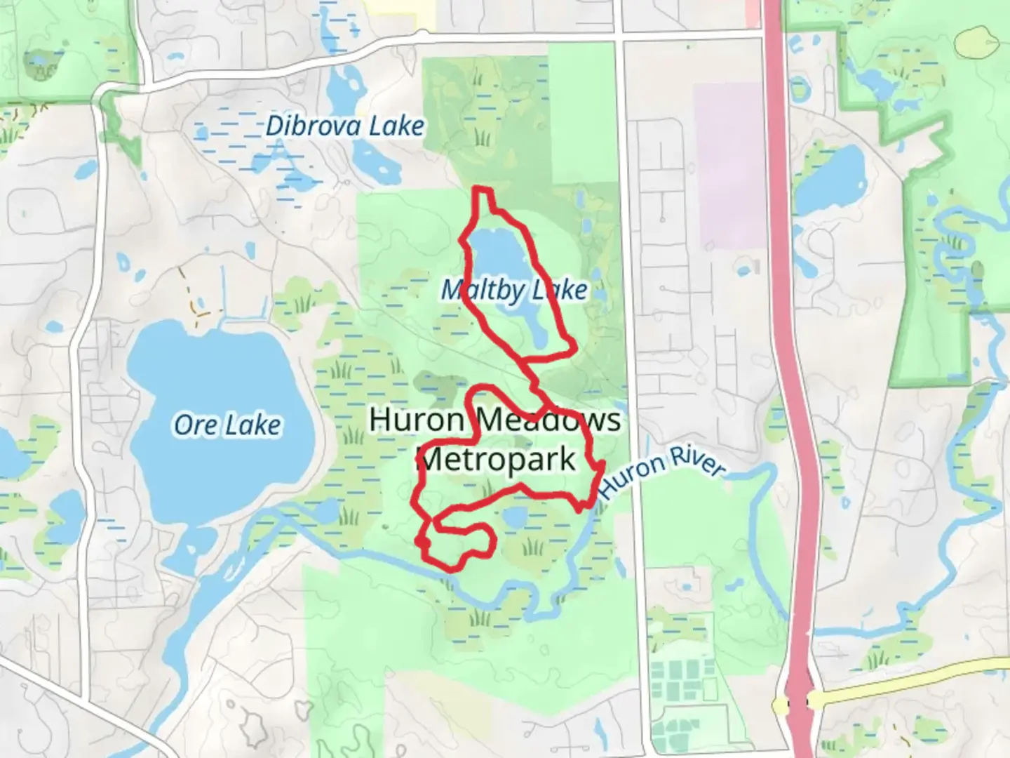 An image depicting the trail Hidden Lake Bend, Maltby Lake and Beech Alley - Moraine Fen Loop and its surrounding area.