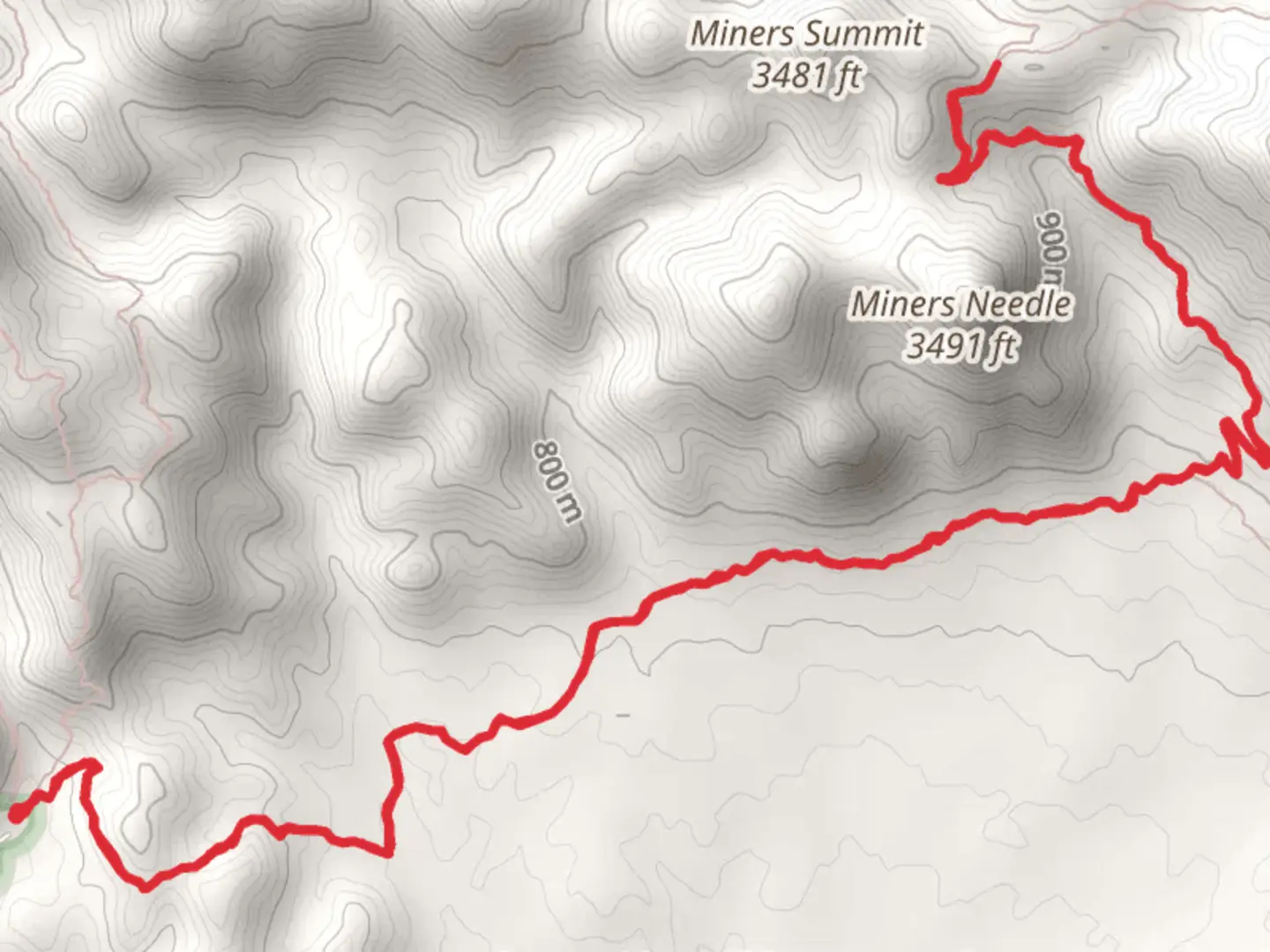 An image depicting the trail Miners Needle and Summit via Dutchman Trail and its surrounding area.