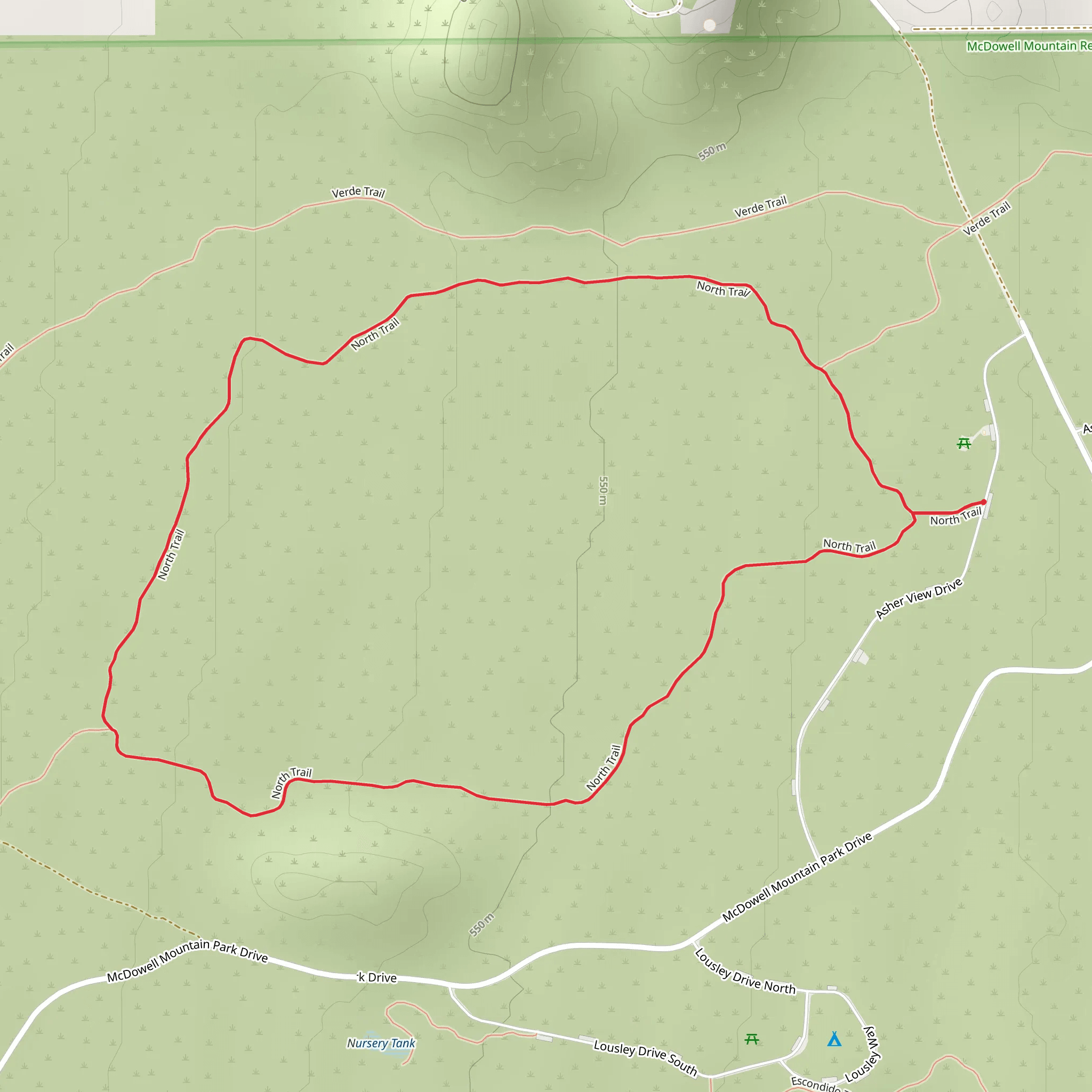 North Trail from Asher View Drive mobile static map