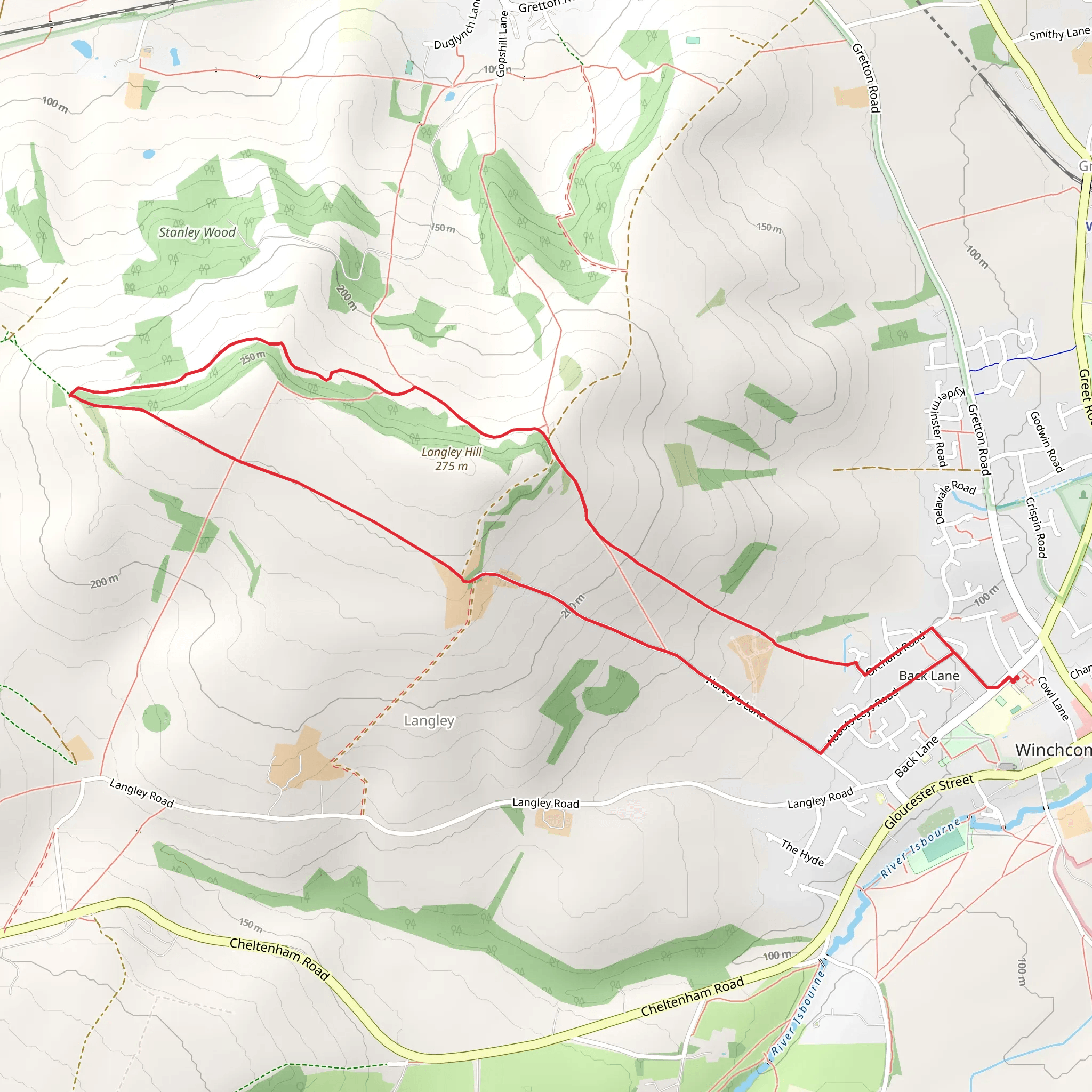 Lingley Hill Loop via Gloucestershire Way mobile static map