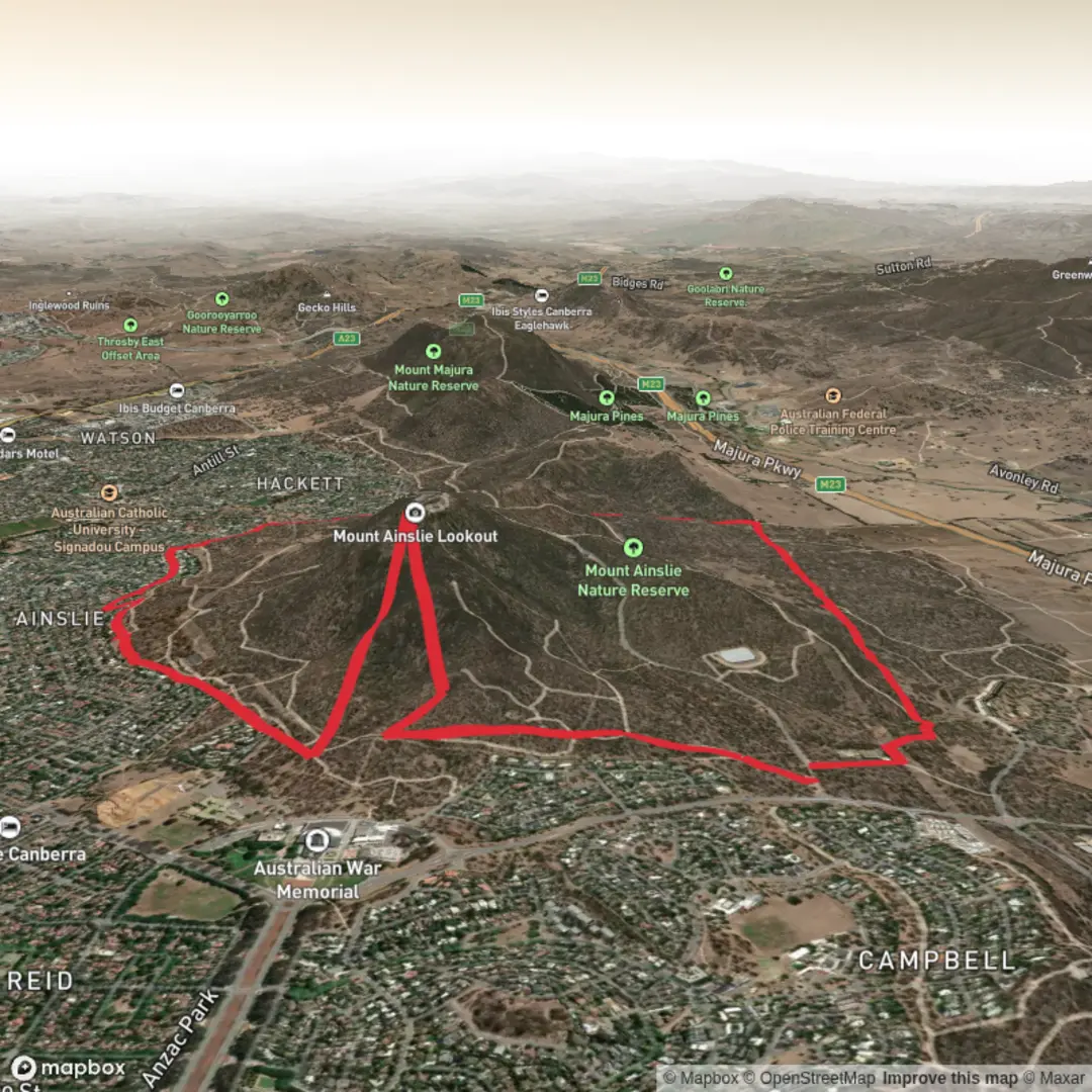 An image depicting the trail Mount Ainslie Nature Reserve and Summit and its surrounding area.