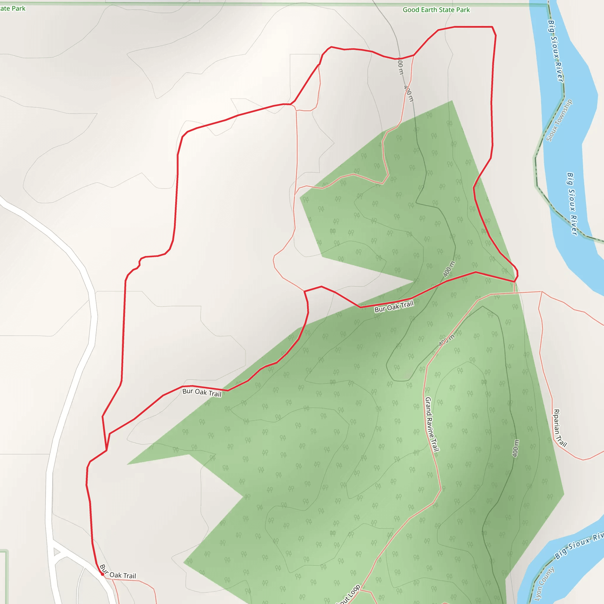 Bur Oak Loop Trail mobile static map