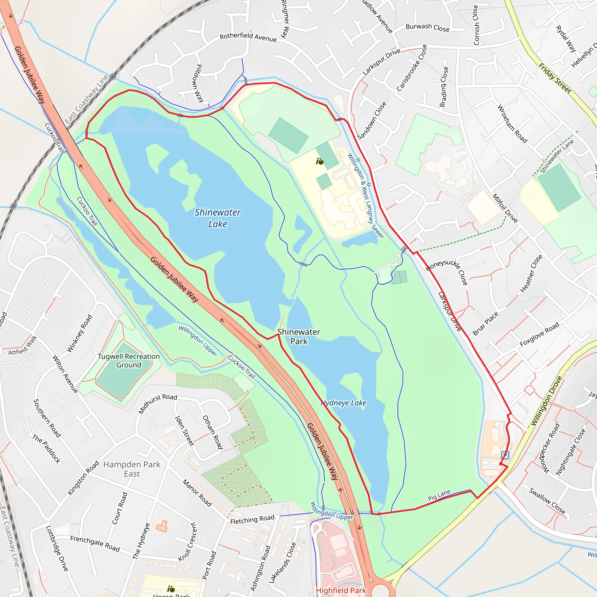 Shinewater Lake Park Loop mobile static map
