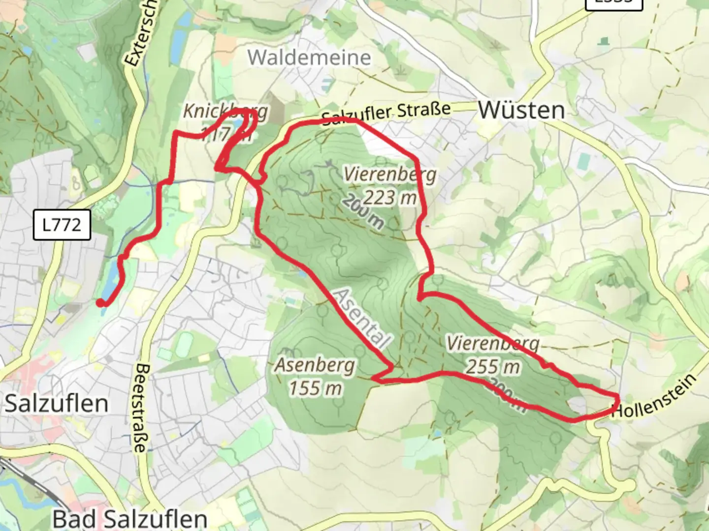 An image depicting the trail Bad Salzuflen Rundweg and its surrounding area.