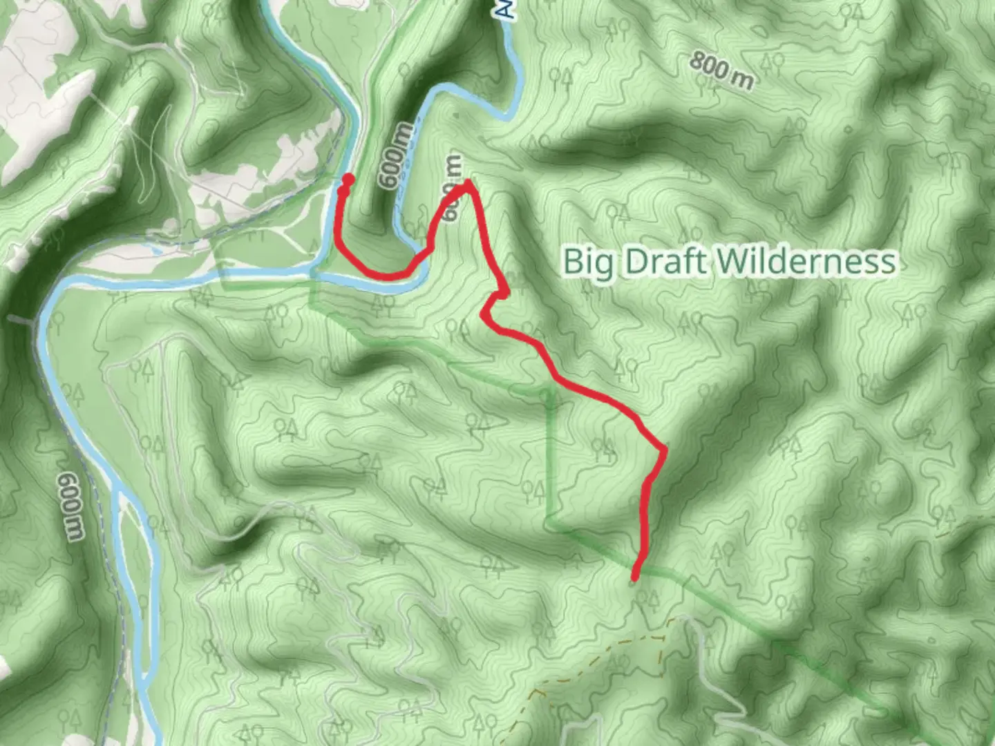 An image depicting the trail Anthony Creek from Anthony Road and its surrounding area.