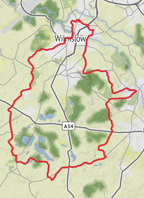 Hike from Wilmslow mobile static map