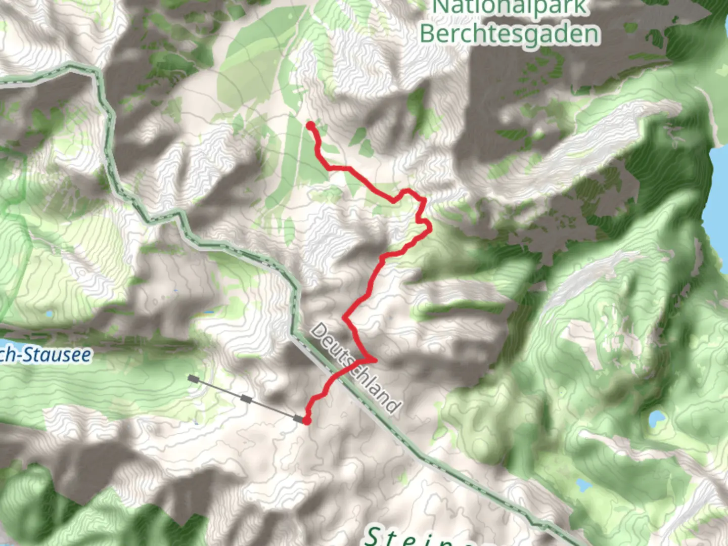 An image depicting the trail Wimbachgrieshütte to Diessbachscharte via AV Weg and its surrounding area.