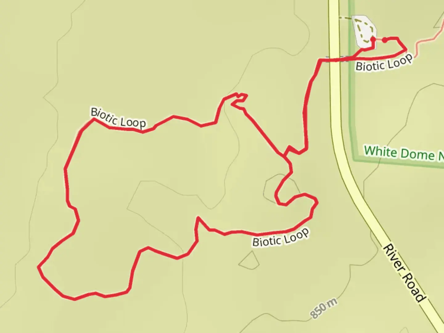 An image depicting the trail Biotic Loop and its surrounding area.