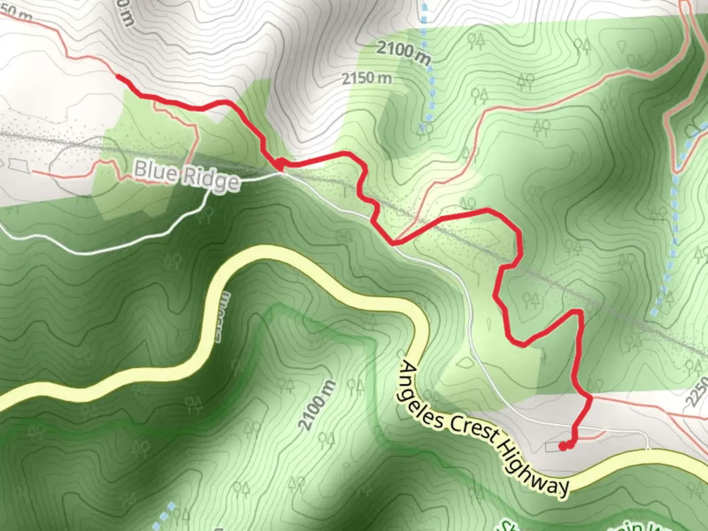 An image depicting the trail Grassy Hollow and PCT and its surrounding area.