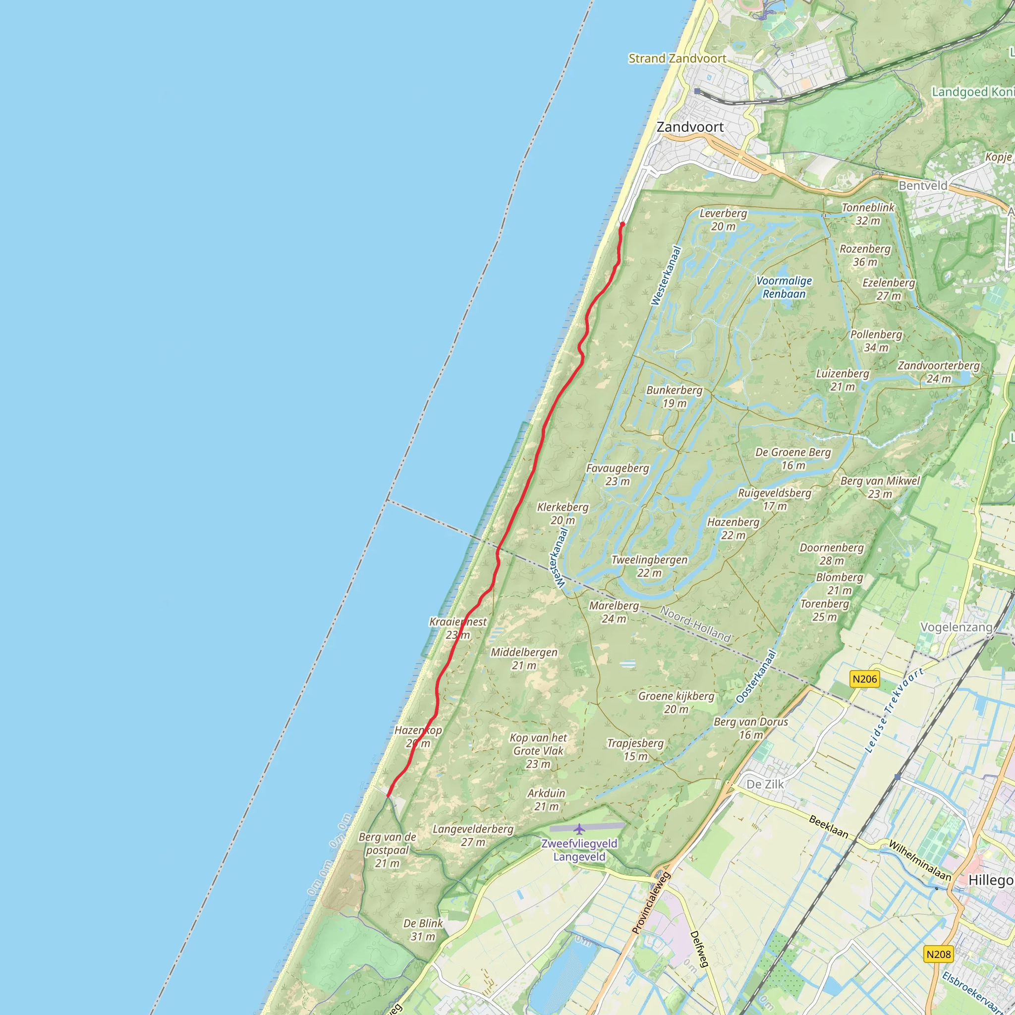 Zuiderduinpad and Rijwelpad Noordvoort mobile static map