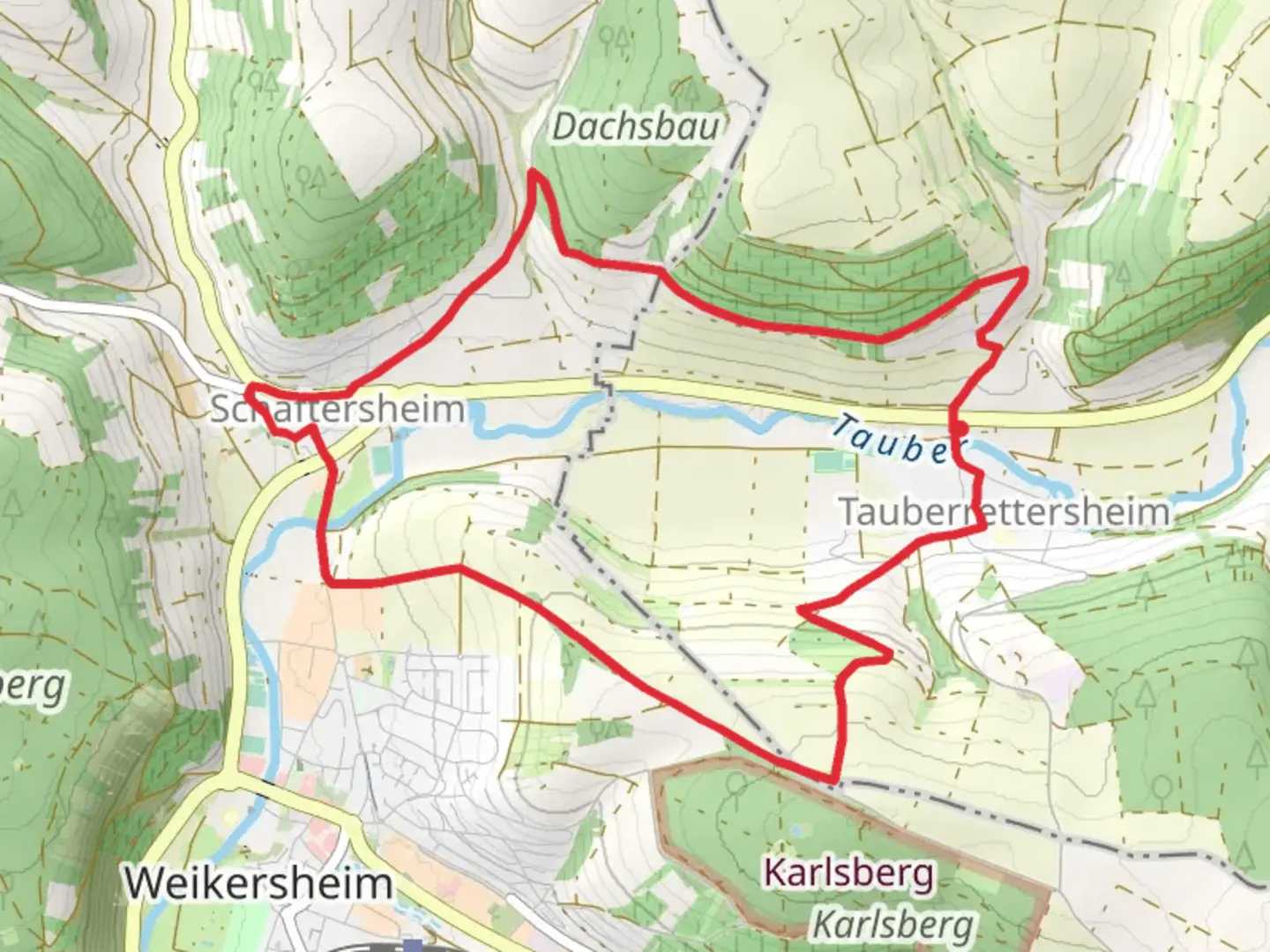 An image depicting the trail Rundwanderweg Schaeftersheim and its surrounding area.