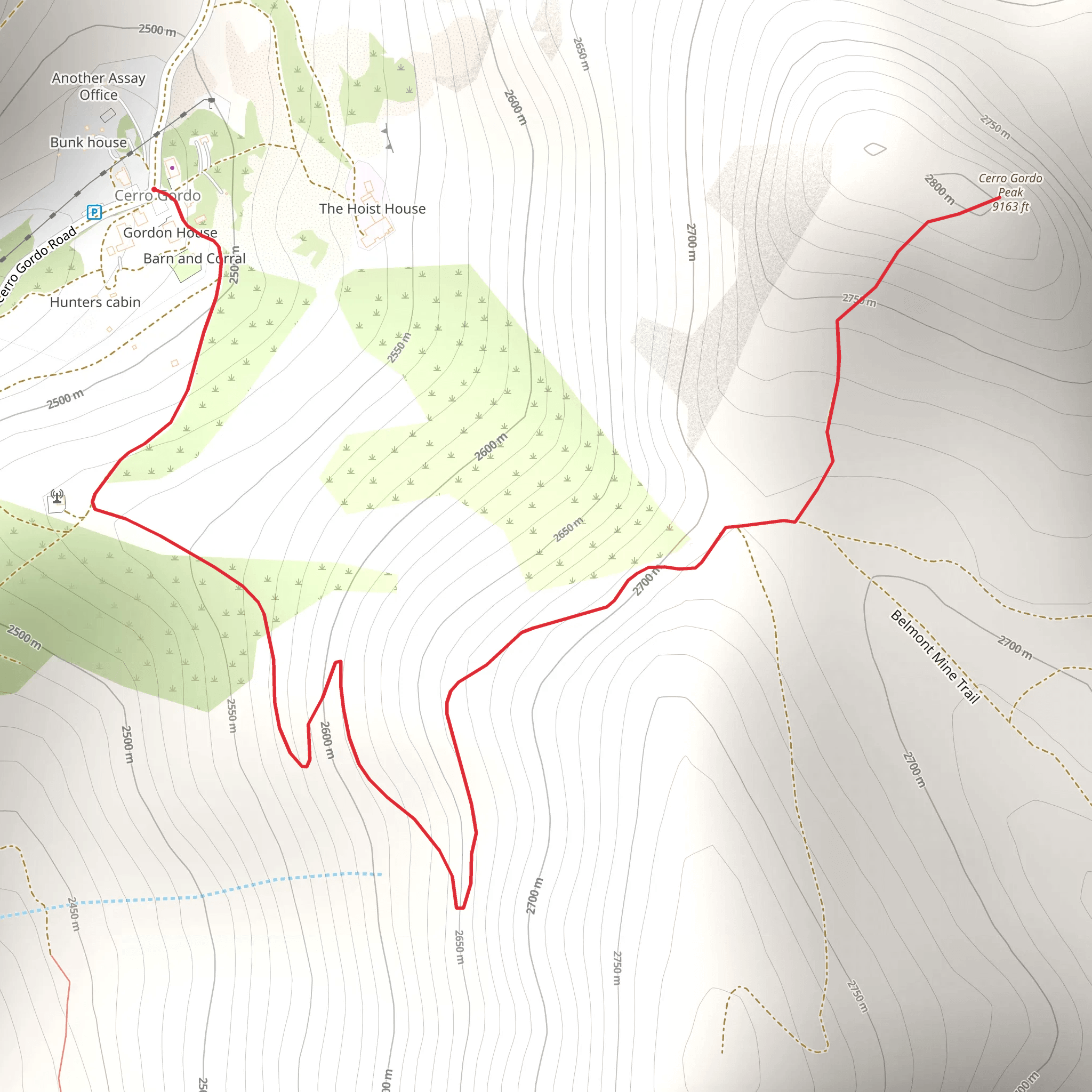 Cerro Gordo Peak mobile static map