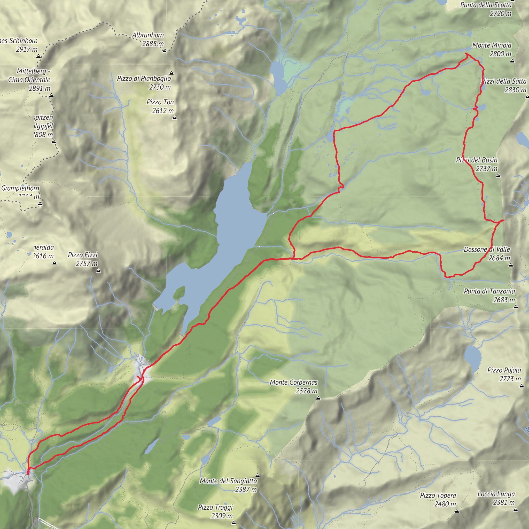 The Lower and Upper Satta Lakes via Bocchetta della Valle mobile static map