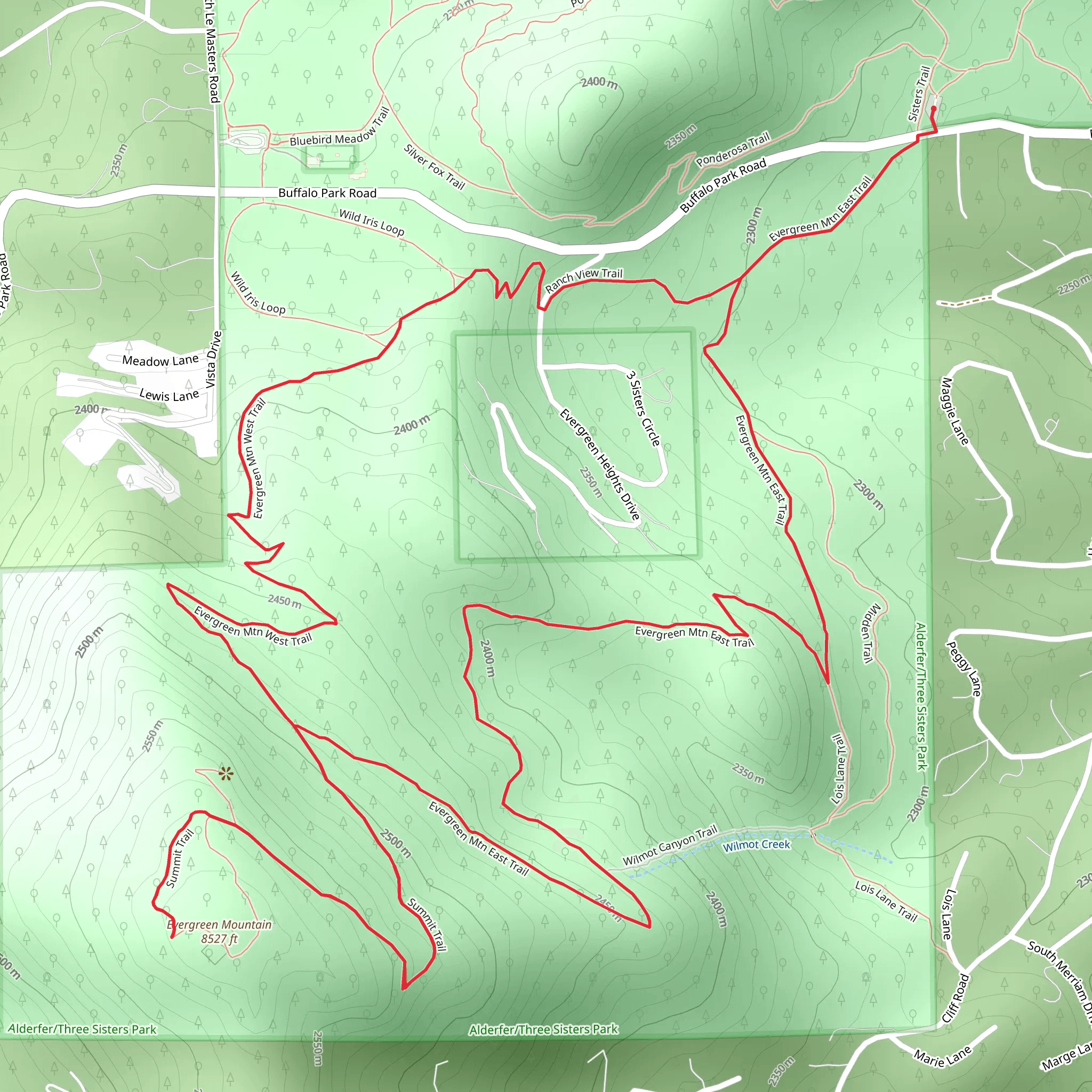 Evergreen Mountain Loop Trail mobile static map