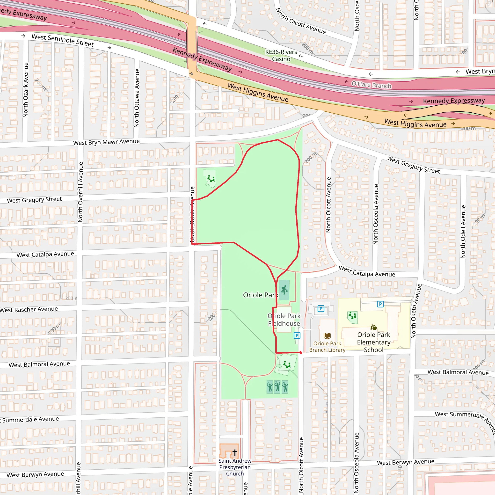 Oriole Park Loop mobile static map