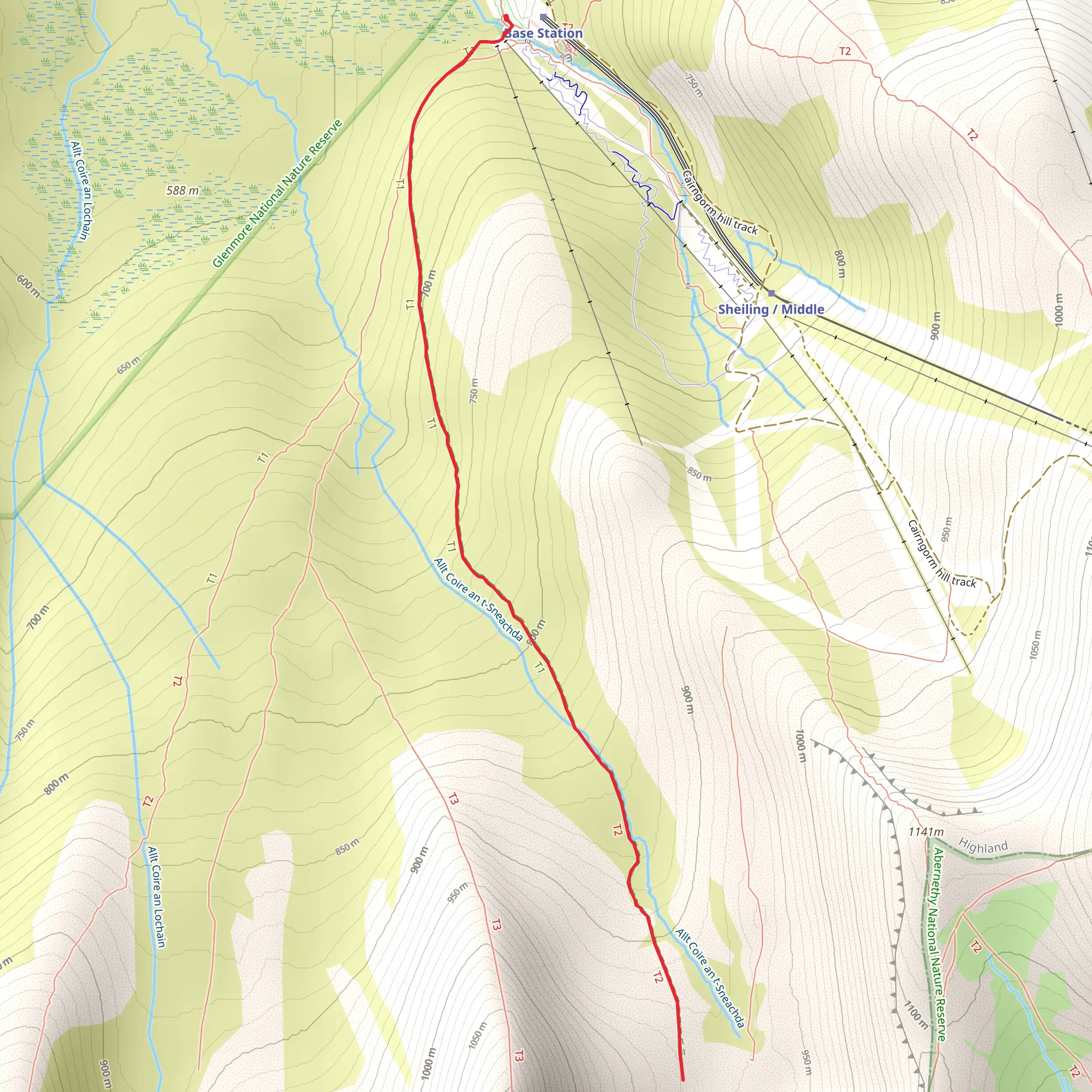 Coire an t-Sneachda Summit from Base Station mobile static map