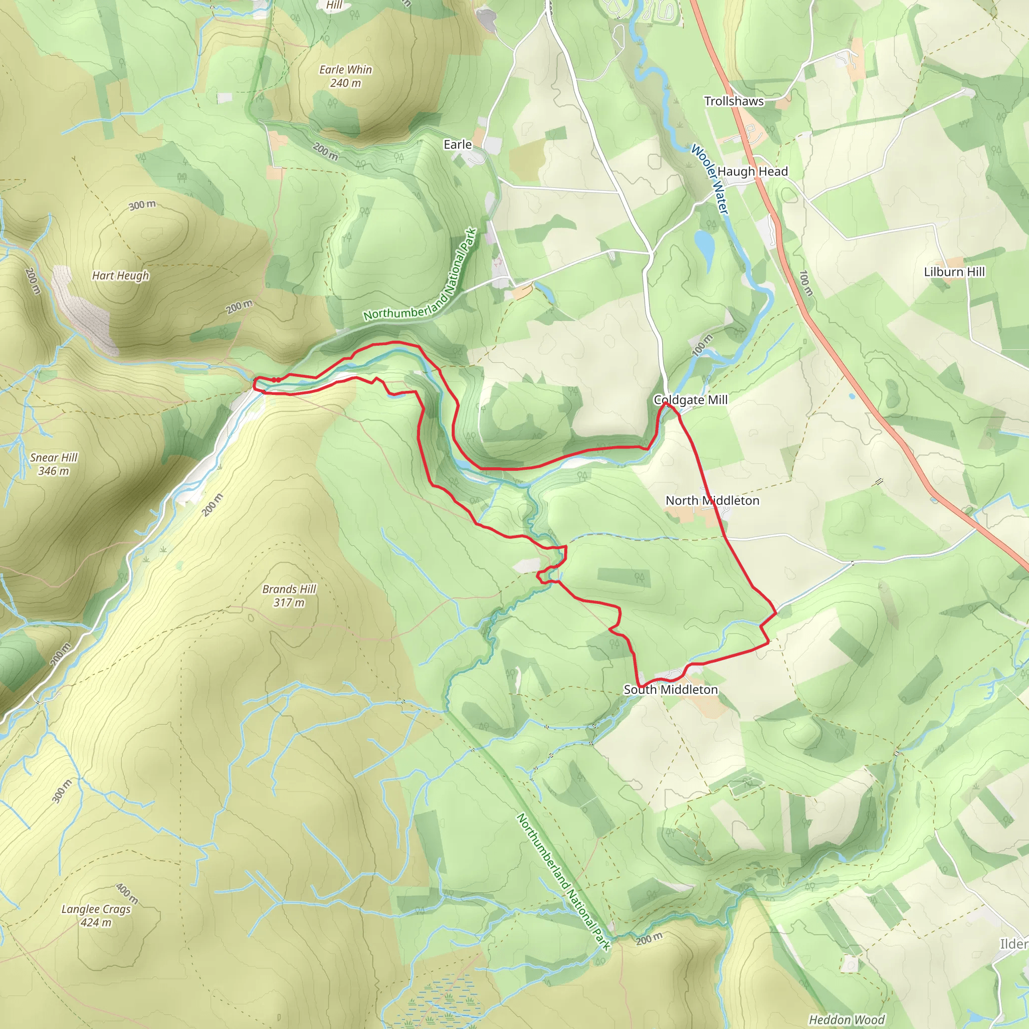 Coldgate Water and Thorneybank Plantation Loop mobile static map