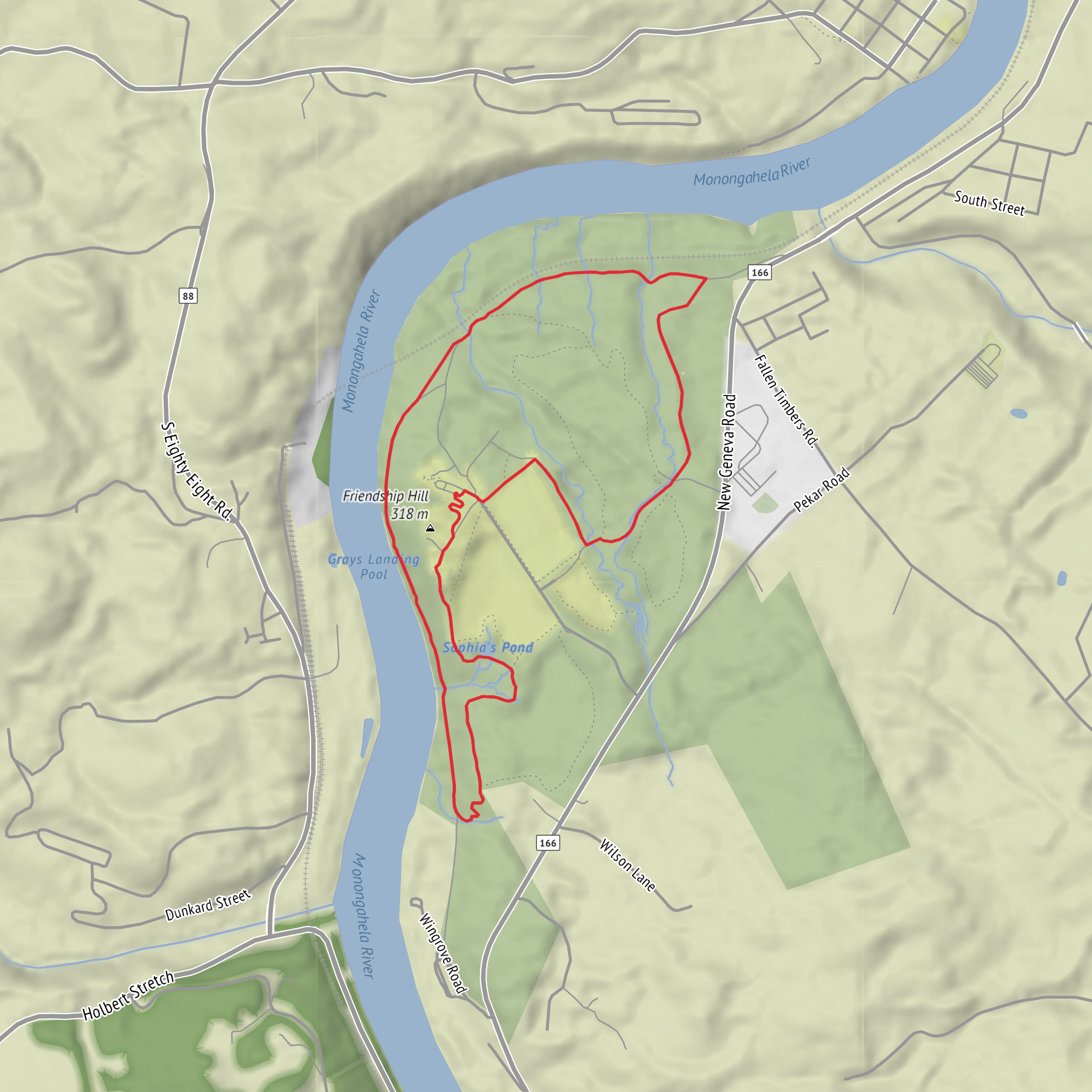 Sophia's Grave and Sophia's Pond via Main Loop Trail mobile static map