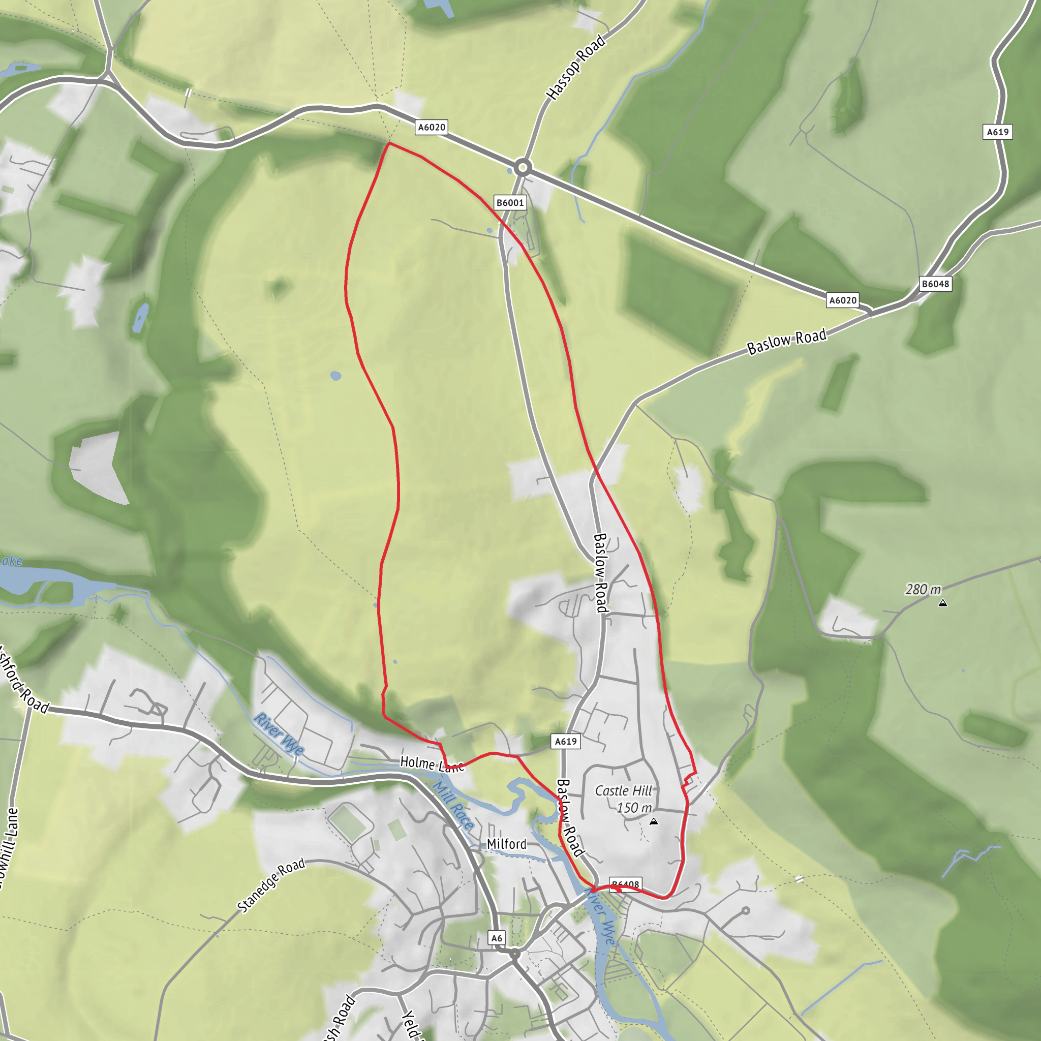 Bakewell Loop via River Wye mobile static map