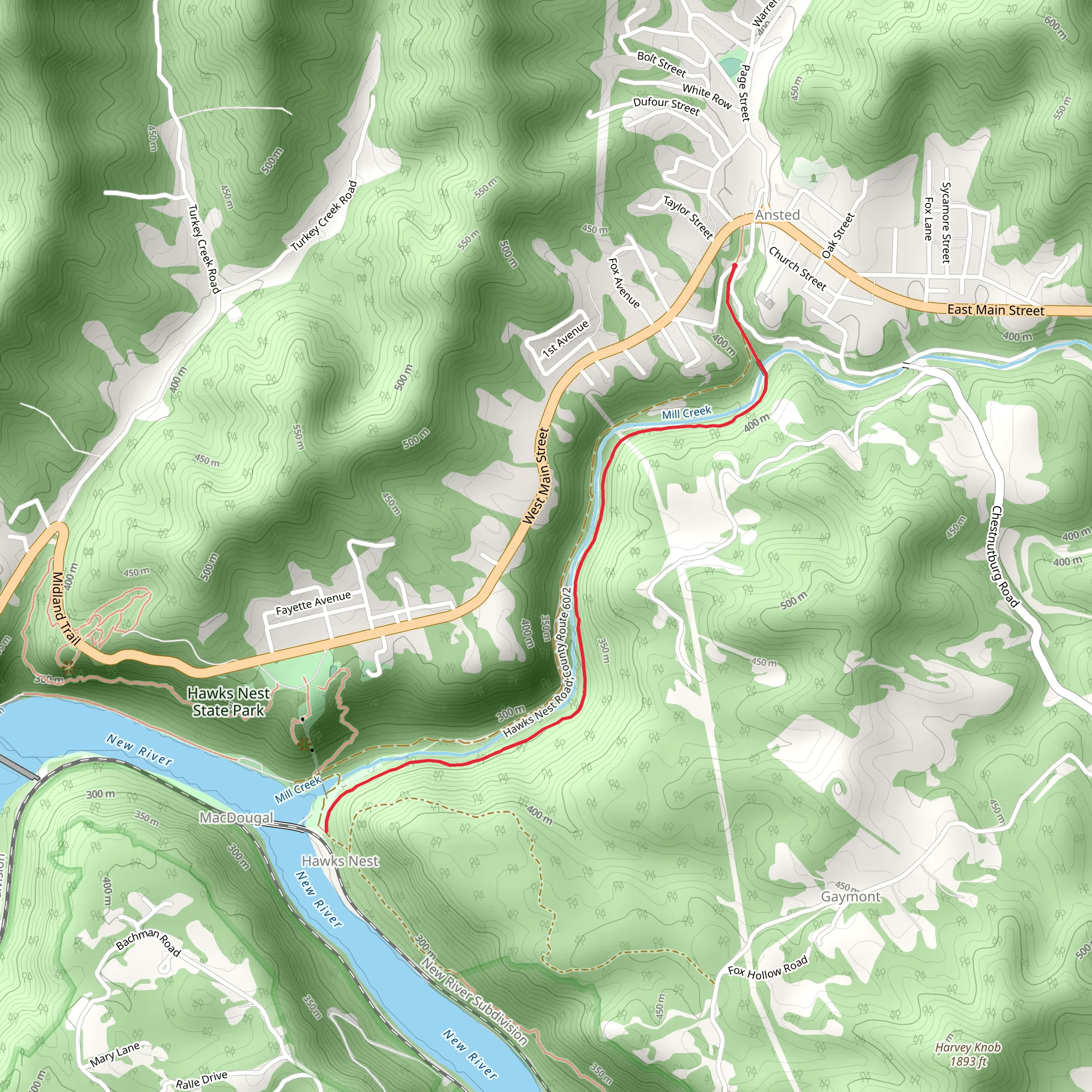 Hawk's Nest Rail Trail mobile static map