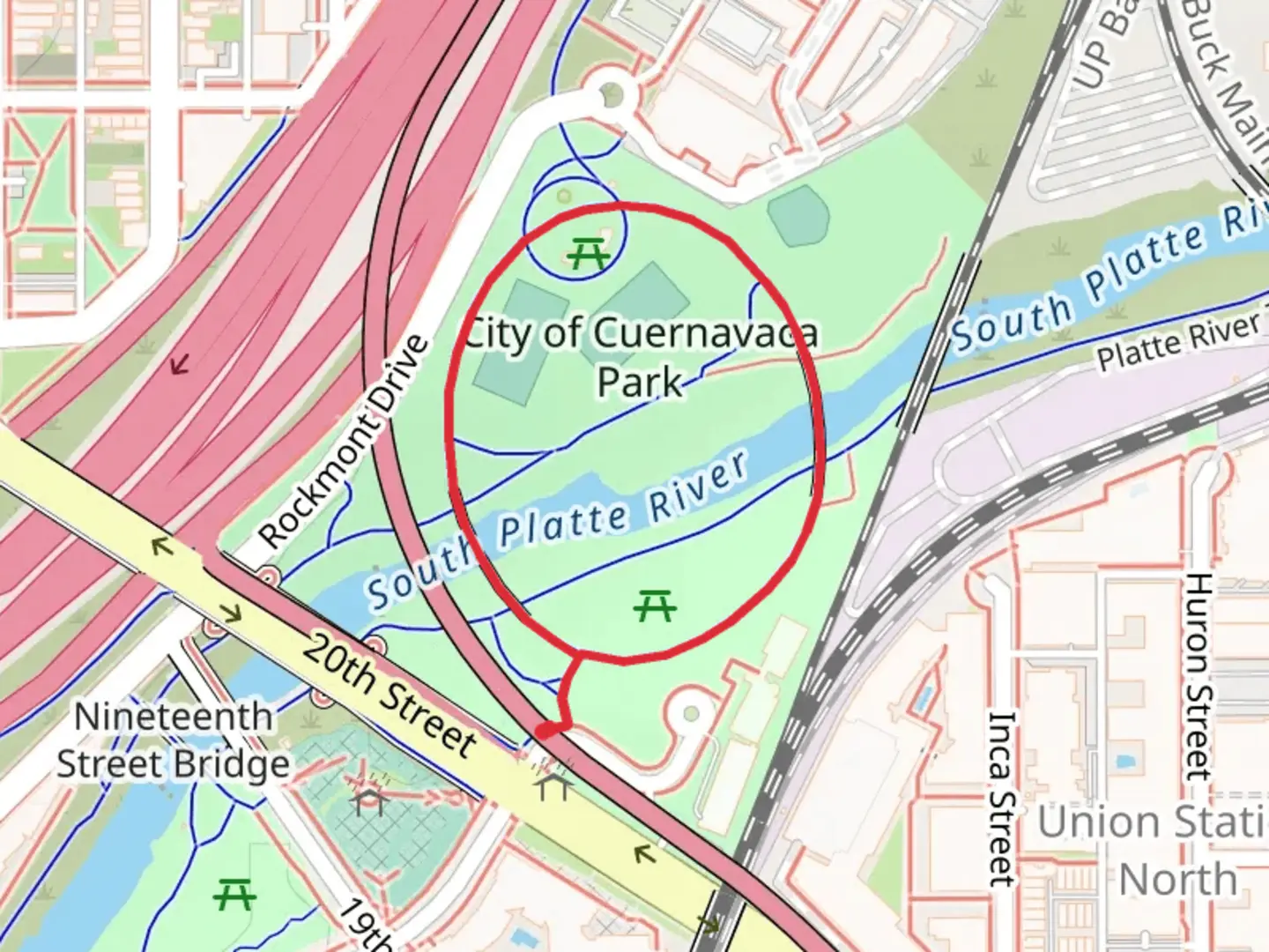An image depicting the trail City of Cuernavaca Park Loop and its surrounding area.