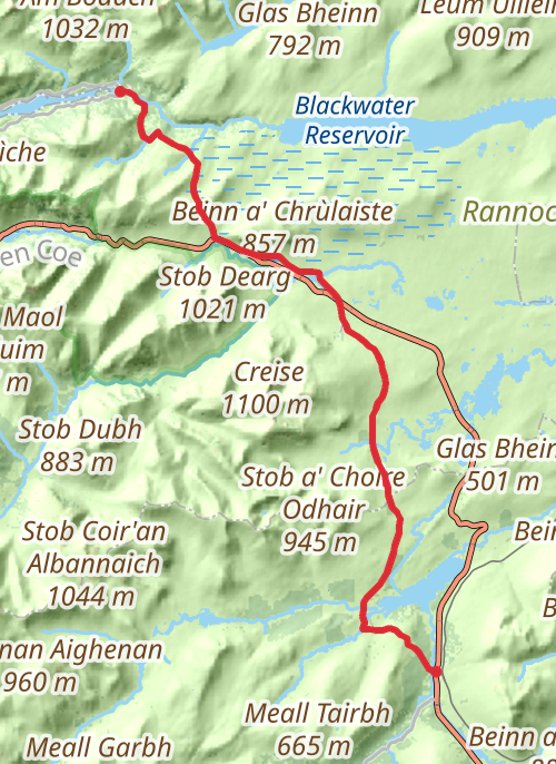 From Bridge of Orchy to Kinlochleven  mobile static map