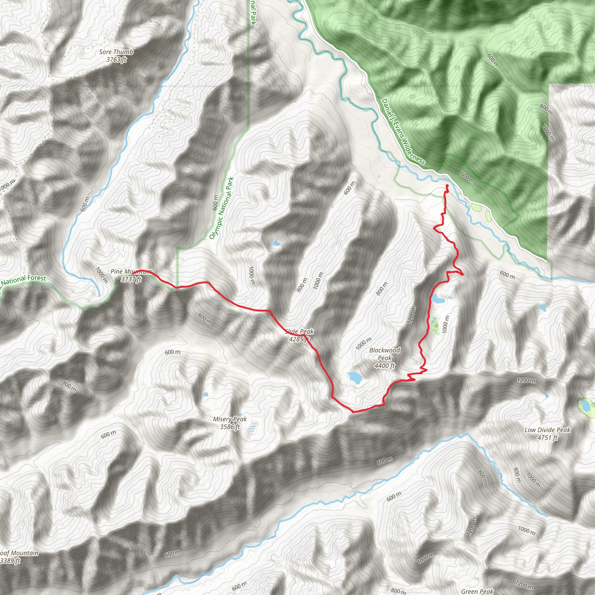 Slide Peak Route via Mink Lake Trail mobile static map