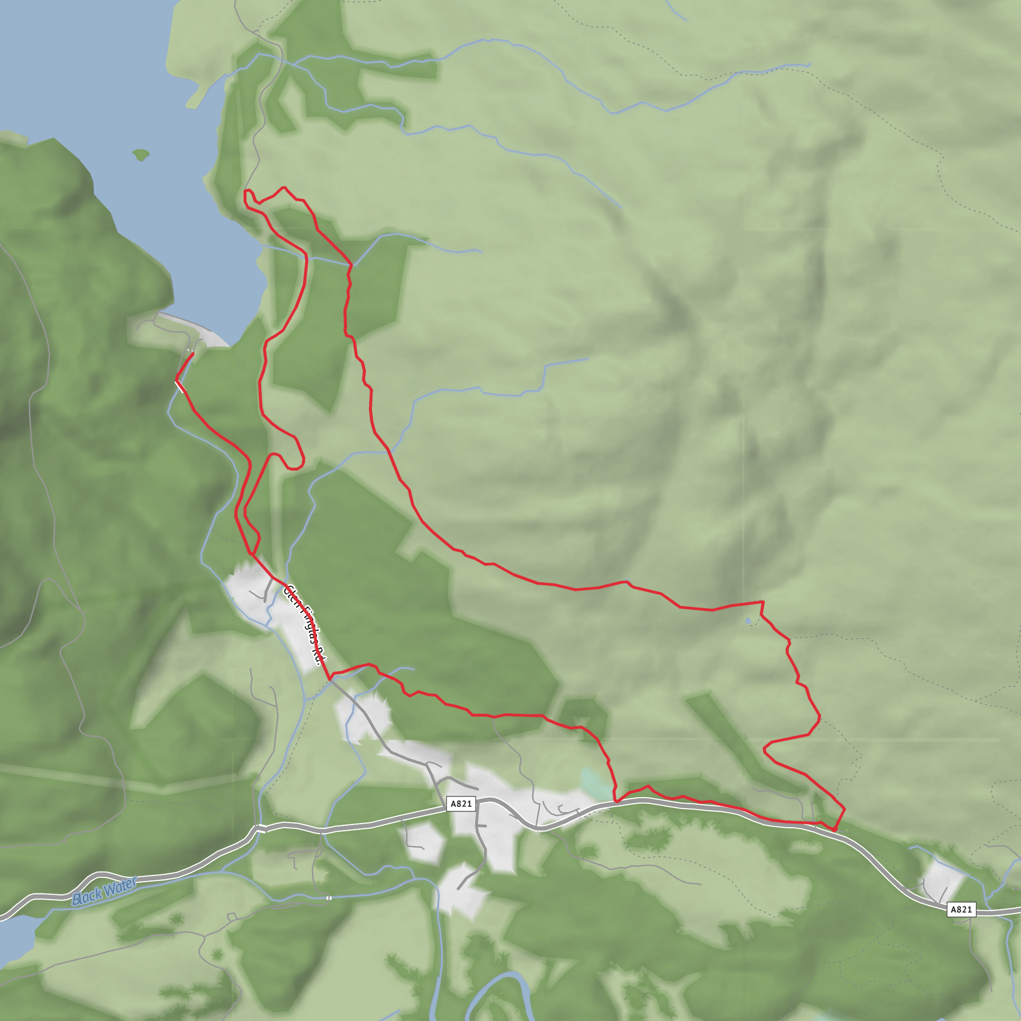 Ruskin V​​​​​​​iewpoint, Cnoc nan, ​​​​​​​Glen Finglas Reservoir and Dam Loop mobile static map