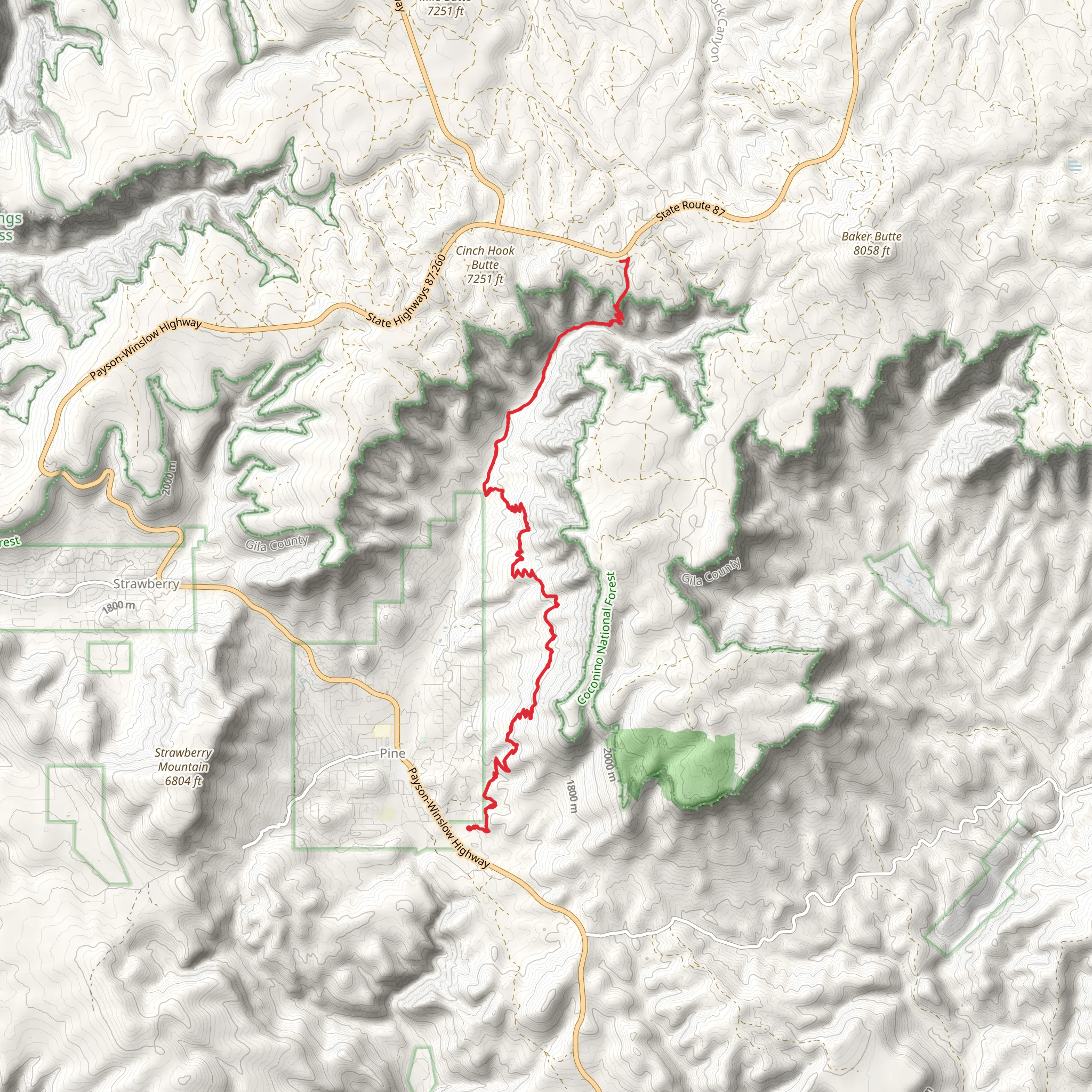 Pine Creek - Pine Canyon Trail mobile static map