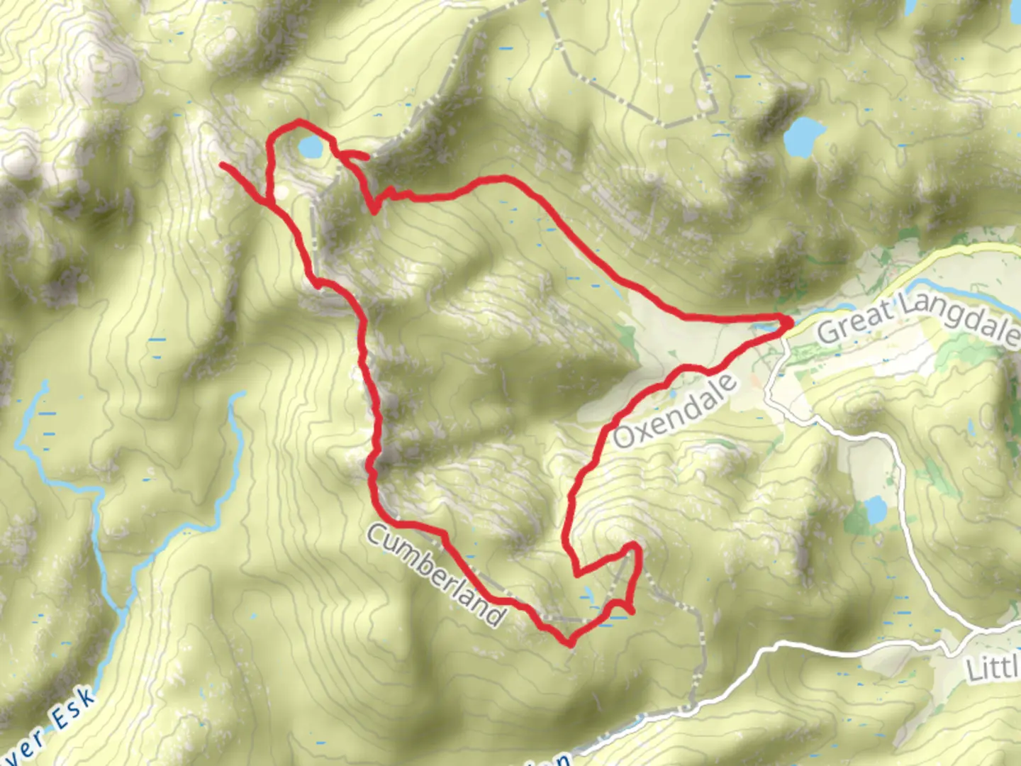 An image depicting the trail Langdale Fells and its surrounding area.