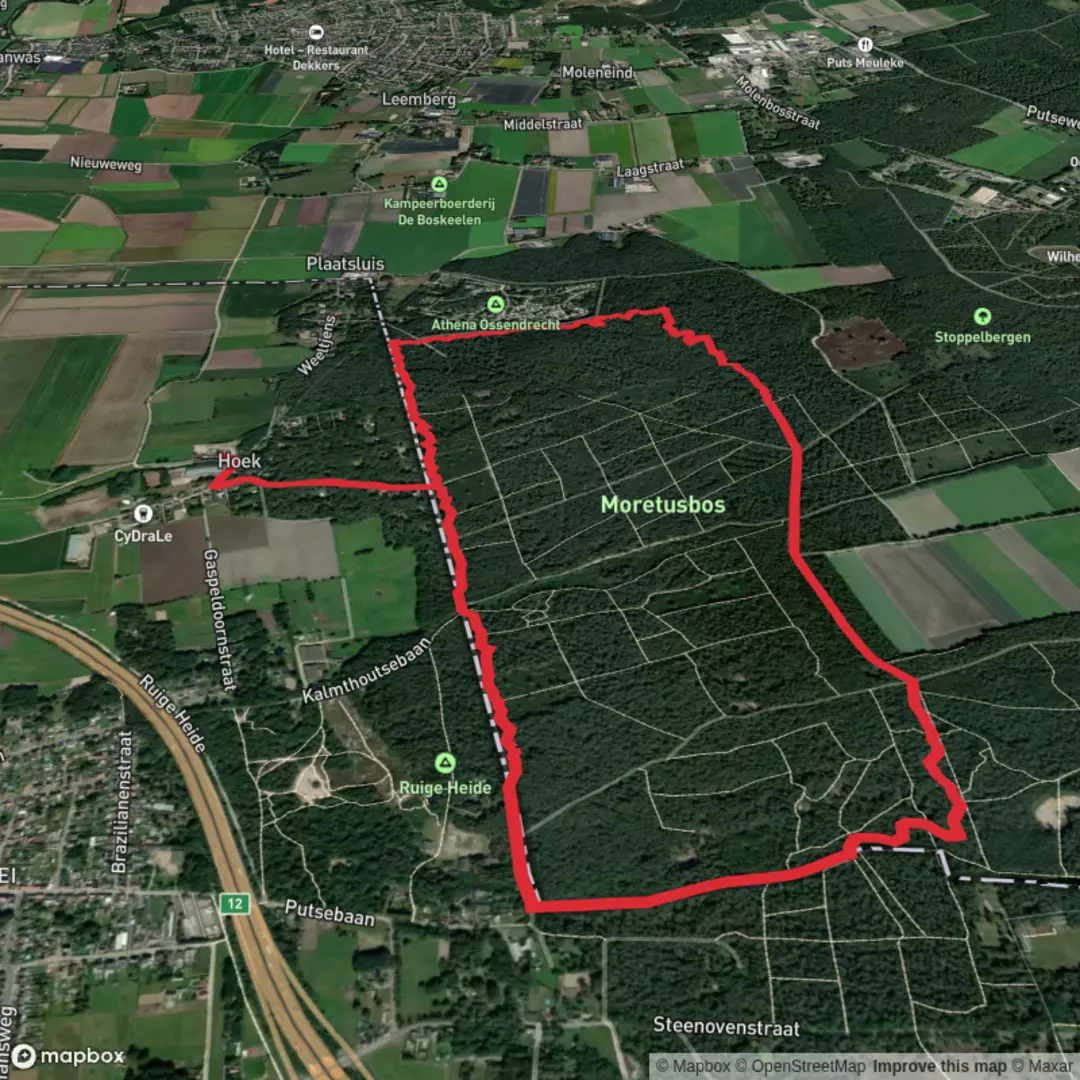An image depicting the trail Wandelpad Eekhoorn and Hollandse Dreef Loop and its surrounding area.
