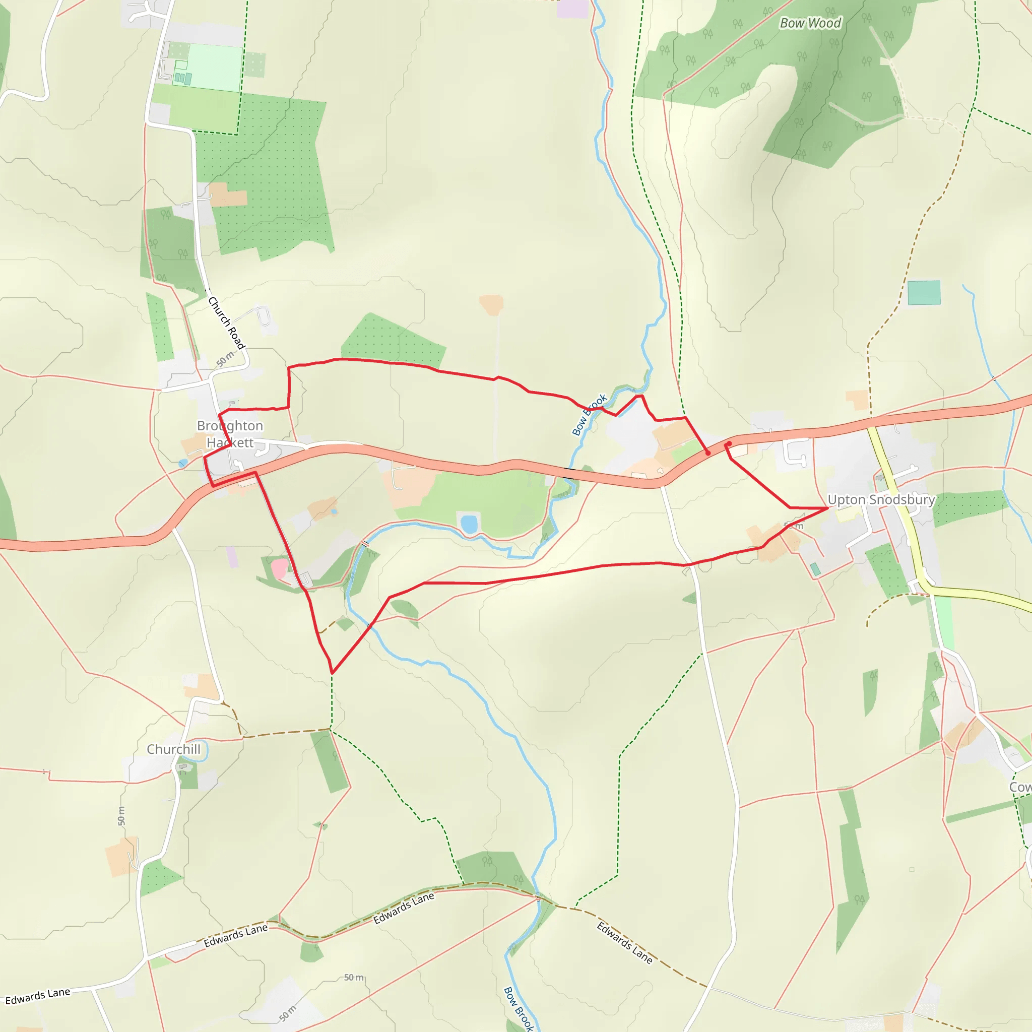 Broughton Hackett and Upton Snodsbury mobile static map