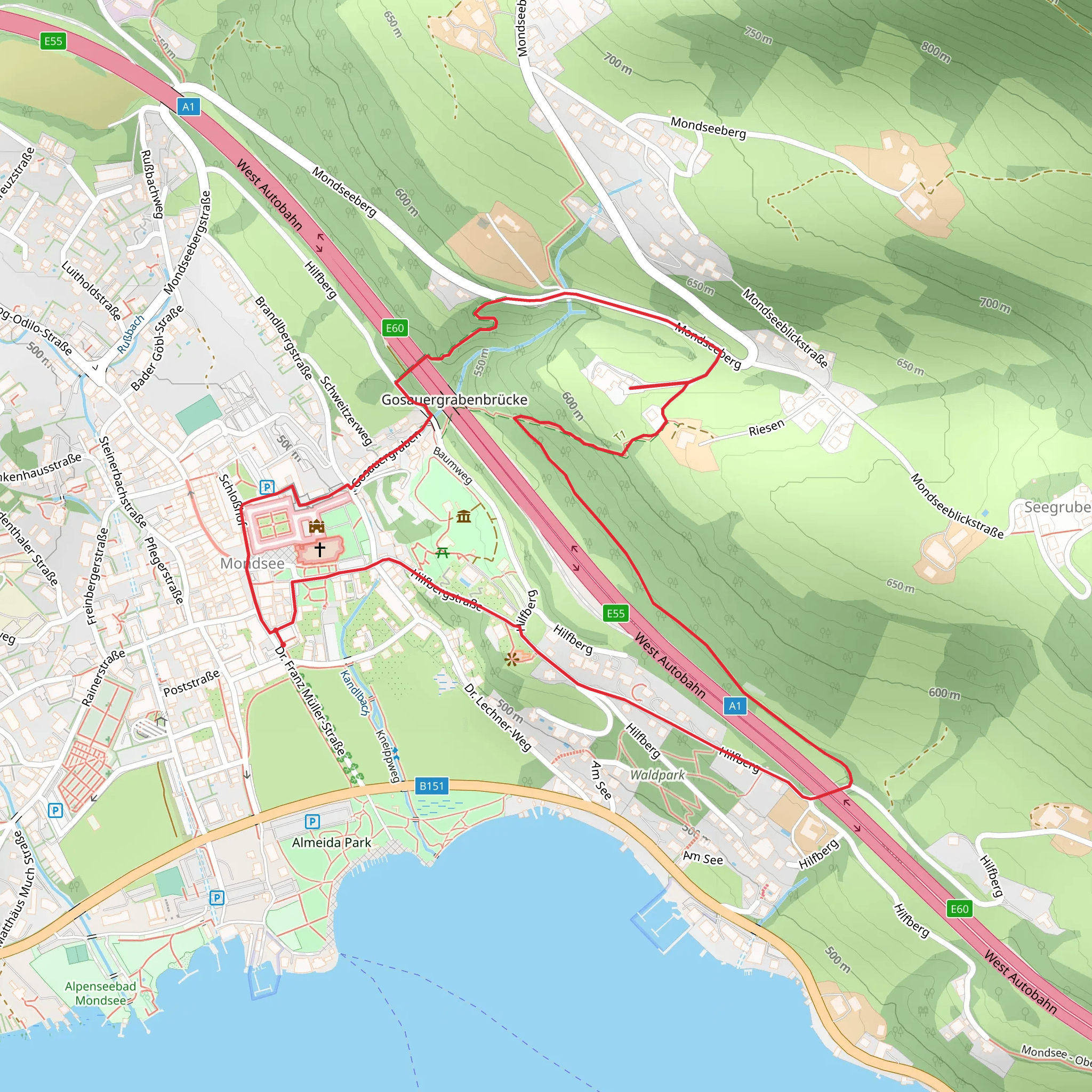 Mondsee to Riesnerhof Loop mobile static map