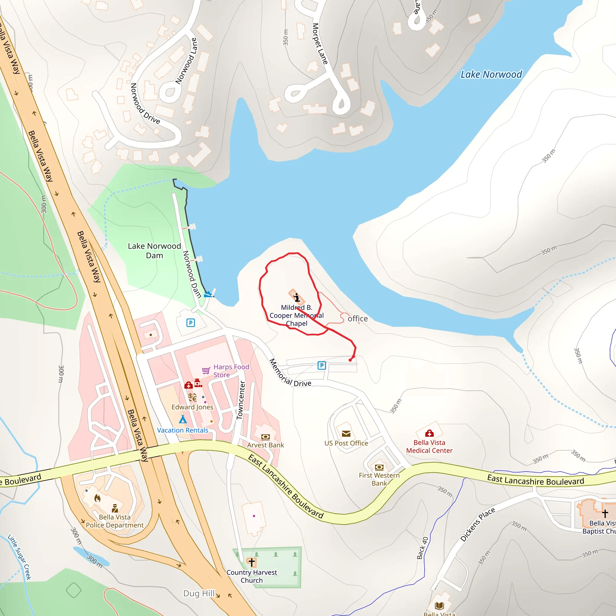 Lake Norwood South Shore Loop mobile static map