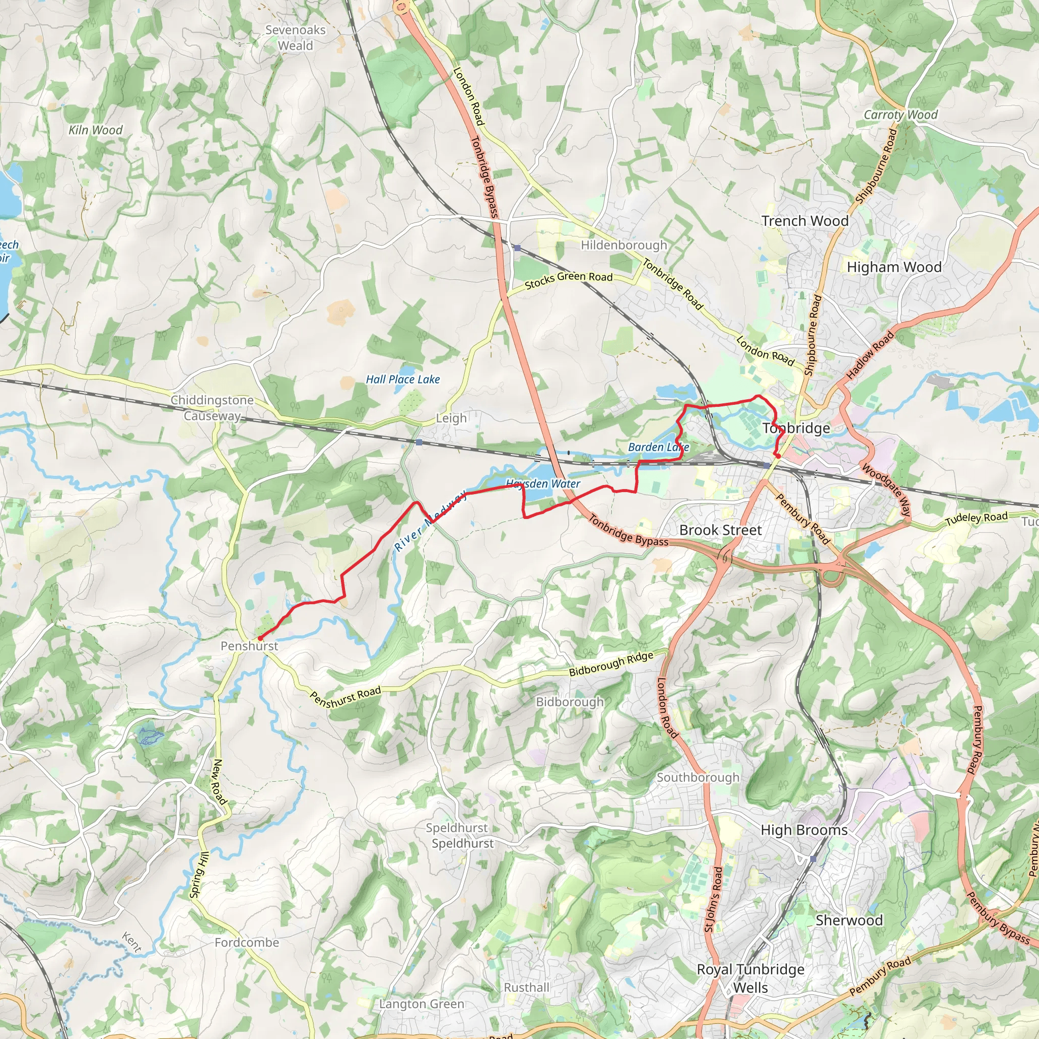 Tonbridge to Penshurst Walk mobile static map