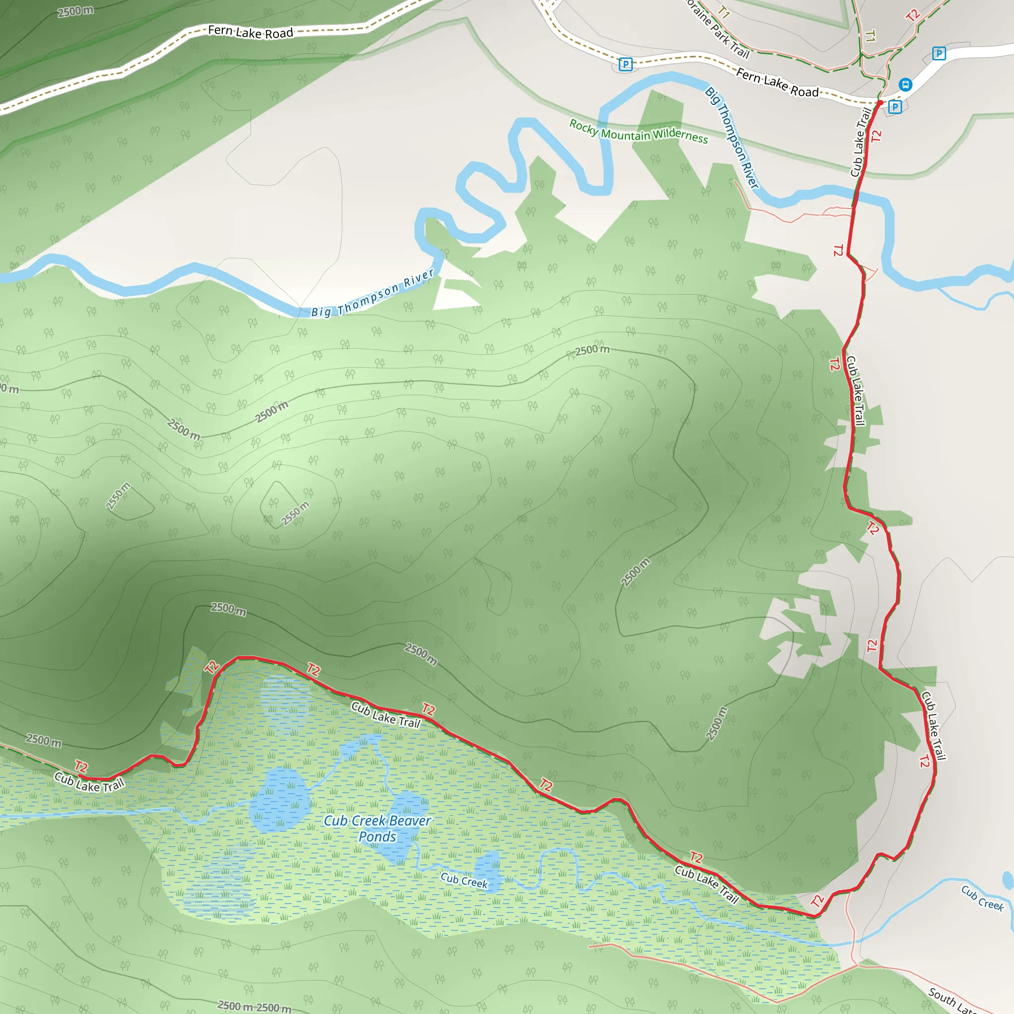 Cub Lake Trail Out and Back mobile static map