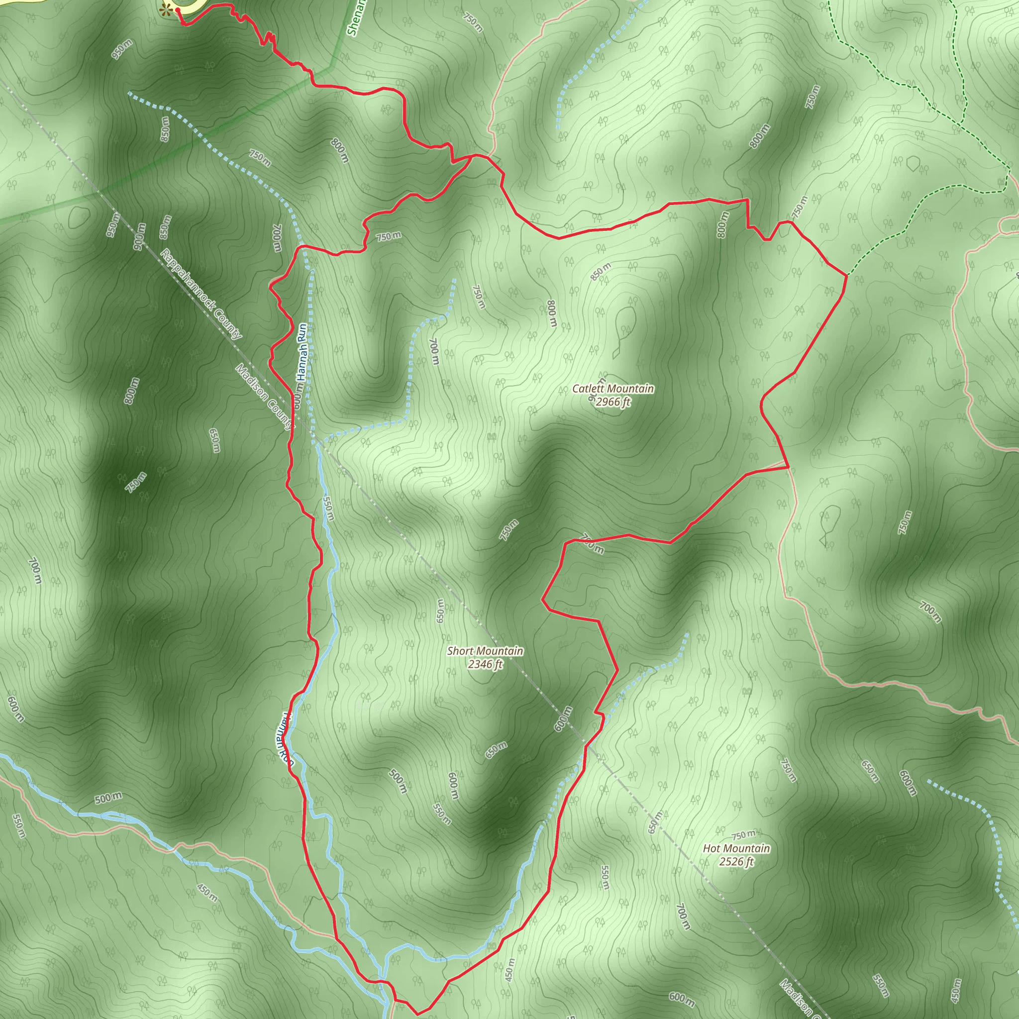 Loop around Catlett and Short Mountain mobile static map