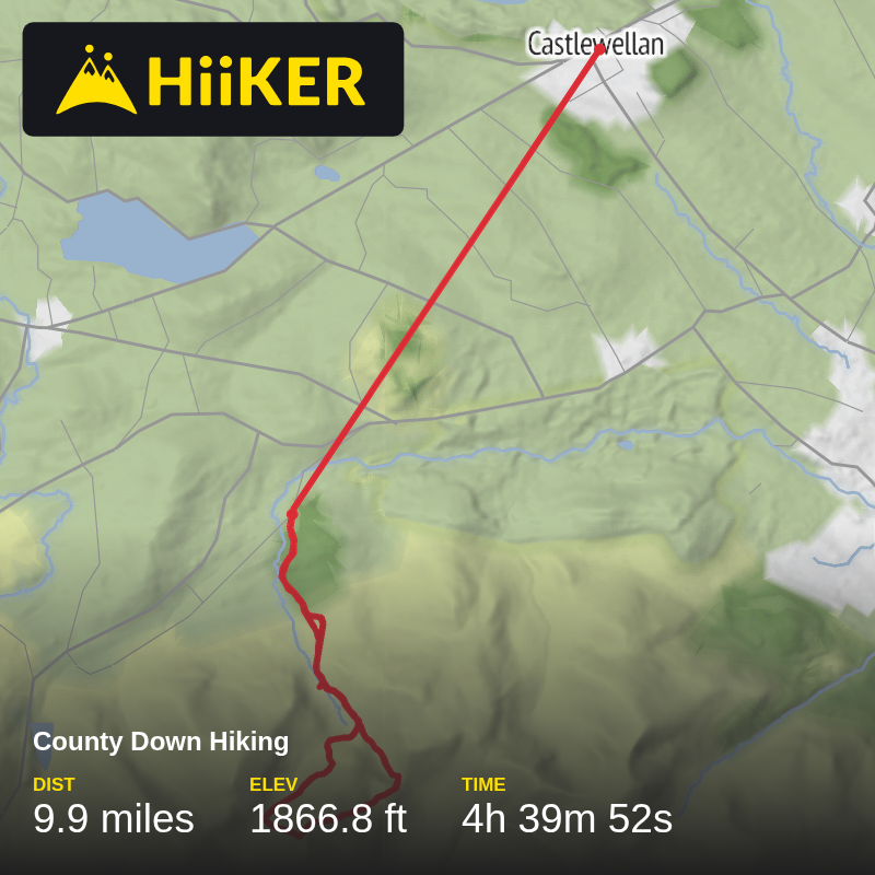 A map preview of the recording County Down Hiking.