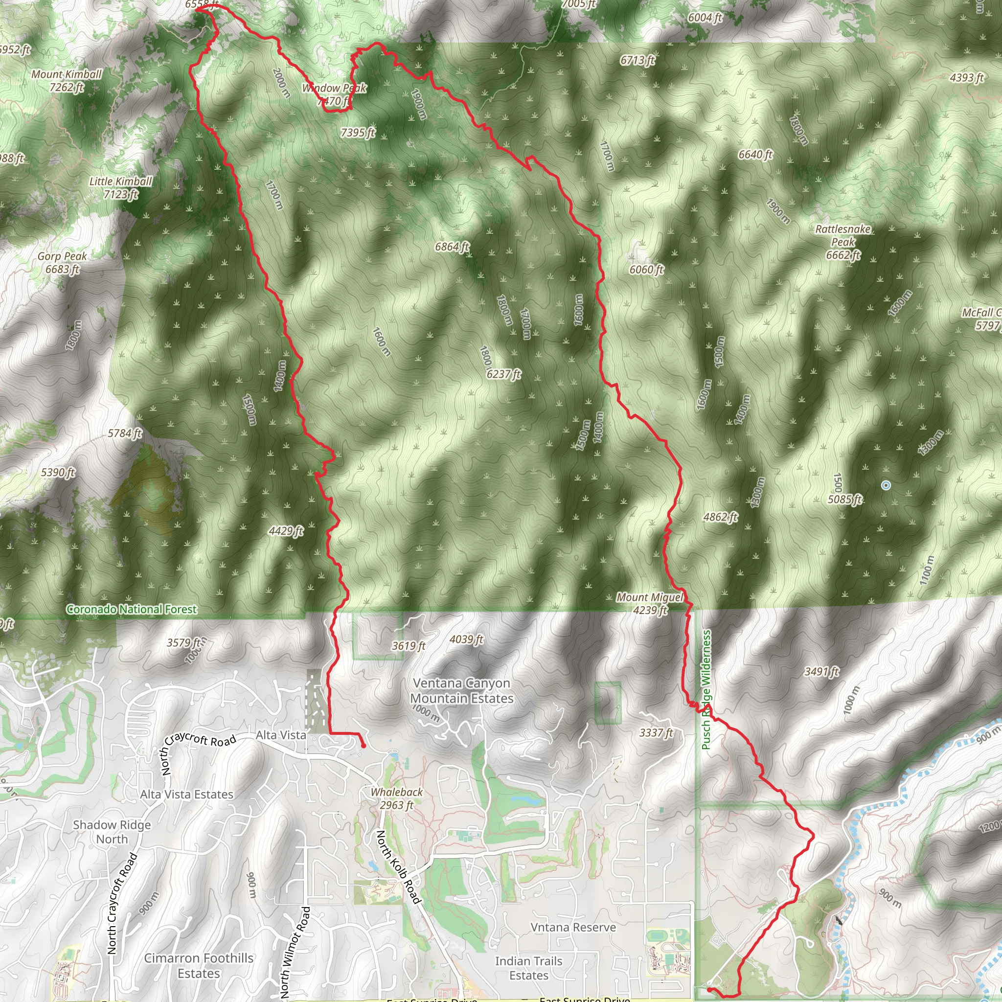 Ventana and Esperero Horseshoe Trail mobile static map